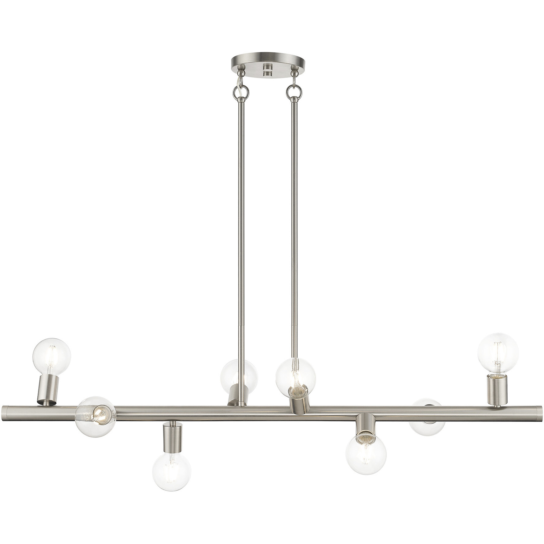 Bannister 8 Light 42 inch Brushed Nickel Linear Chandelier Ceiling Light, Large