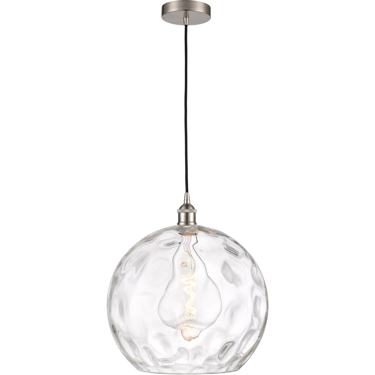 Edison Athens Water Glass LED 14 inch Brushed Satin Nickel Pendant Ceiling Light