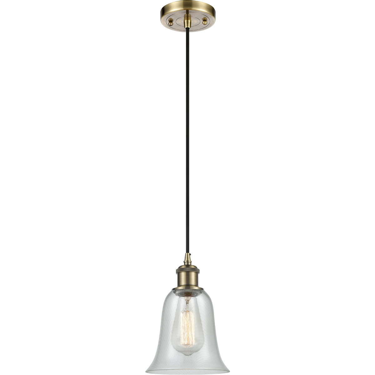 Ballston Hanover 1 Light 6.25 inch Antique Brass Mini Pendant Ceiling Light in Fishnet Glass, Black Textured, Ballston