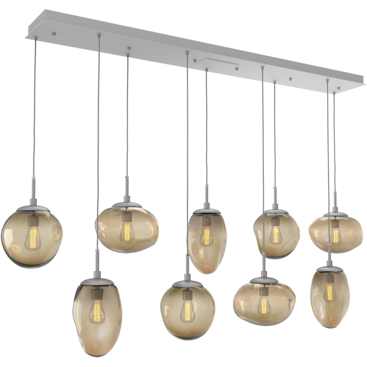 Cosmos Incandescent 9 Light Classic Silver Linear Pendant Ceiling Light in Bronze Cosmos, Multi-Pendant