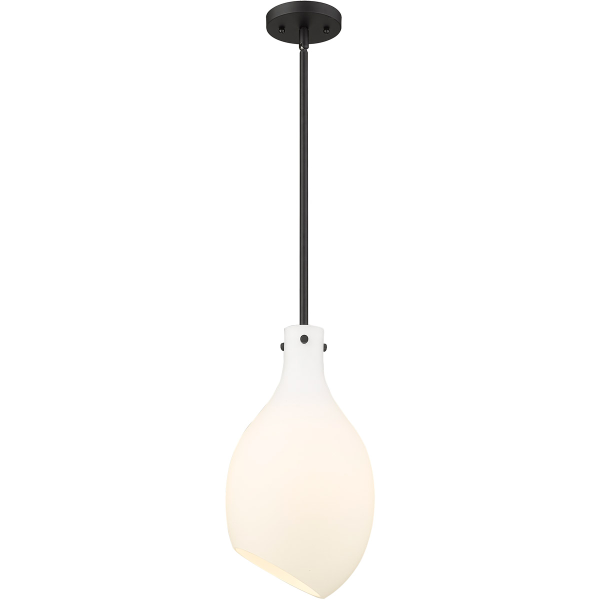 Salem 1 Light 9 inch Matte Black Mini Pendant Ceiling Light in Matte White Glass