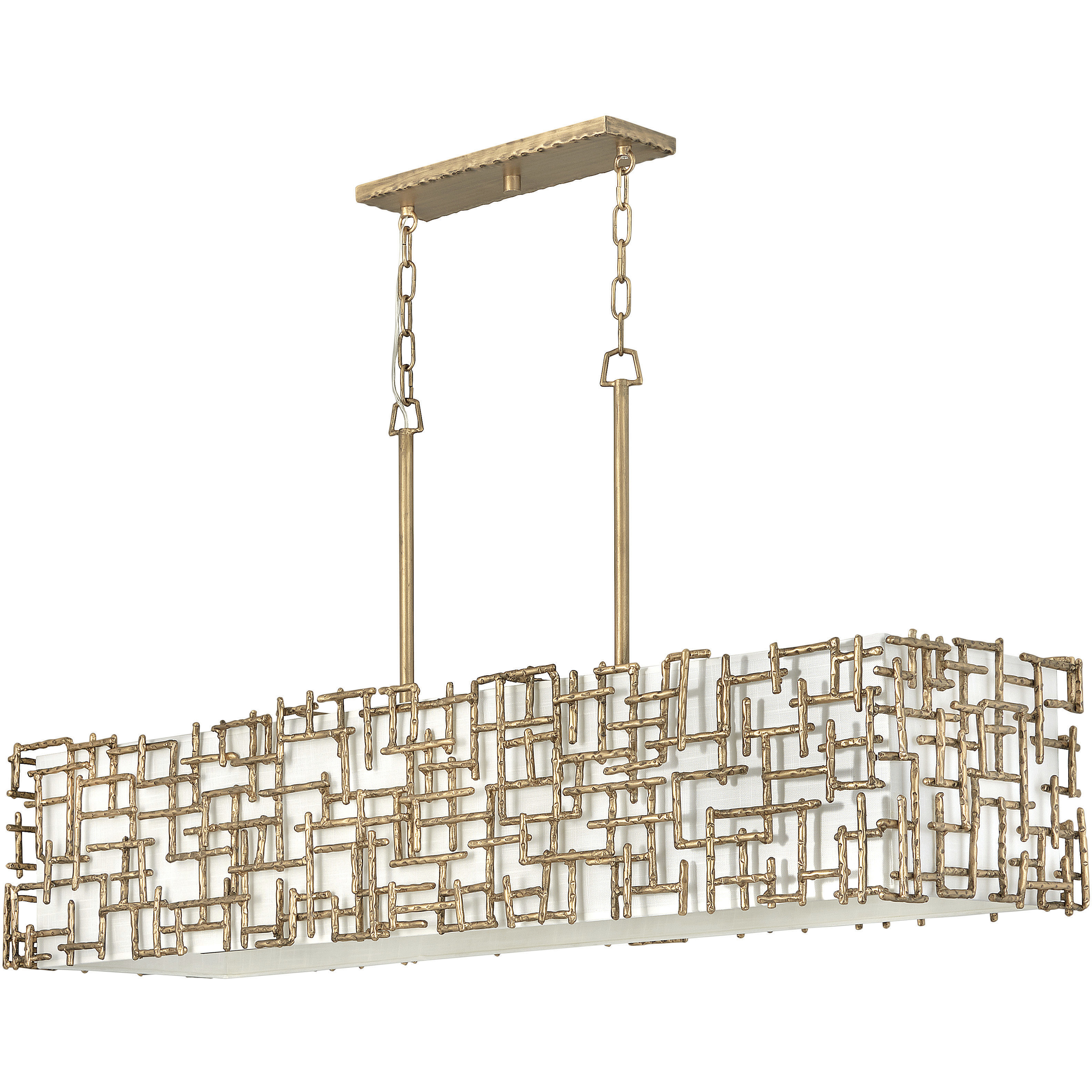Farrah LED 48.25 inch Burnished Gold Chandelier Ceiling Light, Linear & Oval
