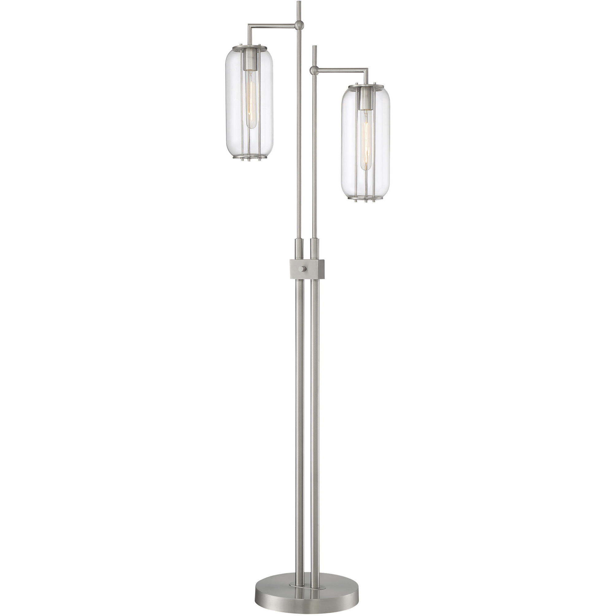 Hagen 64 inch 40 watt Brushed Nickel Floor Lamp Portable Light in Brushed Nickel / Clear