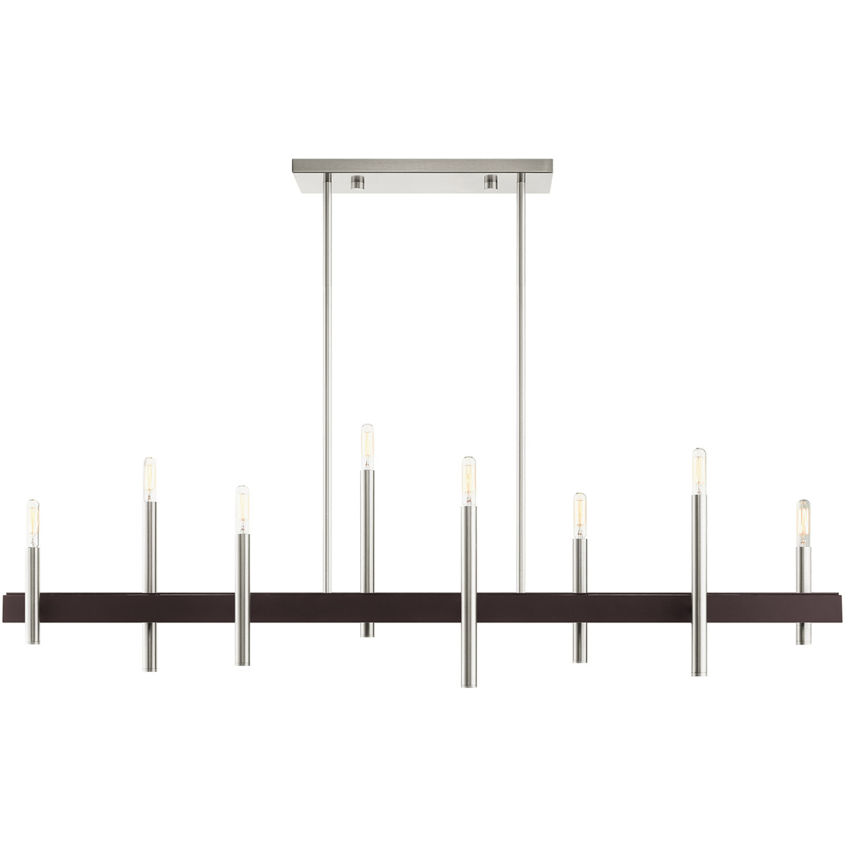Denmark 8 Light 9.25 inch Brushed Nickel with Bronze Accents Chandelier Ceiling Light