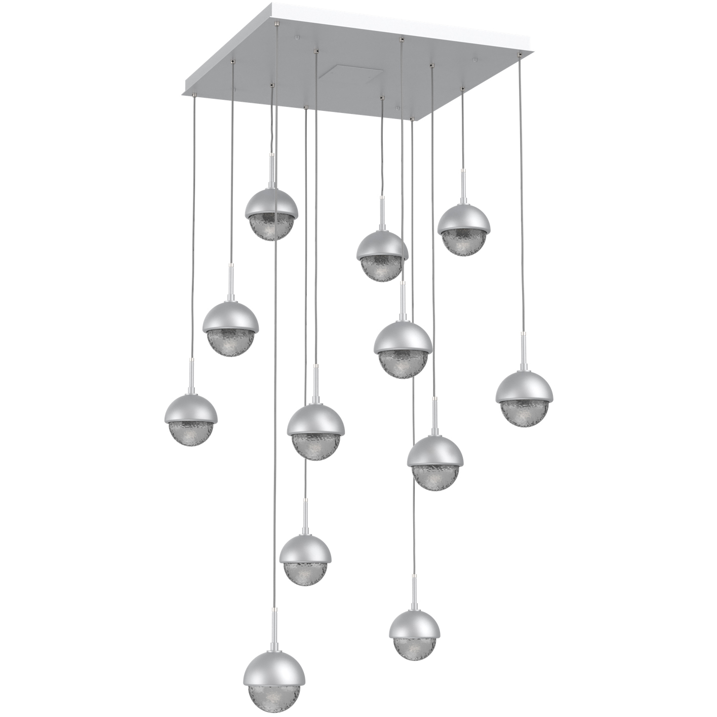 Cabochon LED Classic Silver Pendant Chandelier Ceiling Light in 3000K LED, Smoke