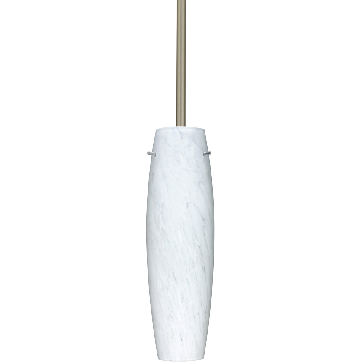 Tu Tu 1 Light Satin Nickel Stem Pendant Ceiling Light in Carrera Glass