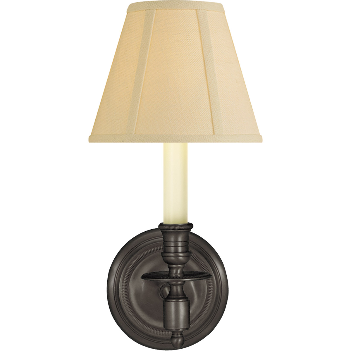 Visual Comfort French Single Library Sconce in Bronze with Tissue Shad