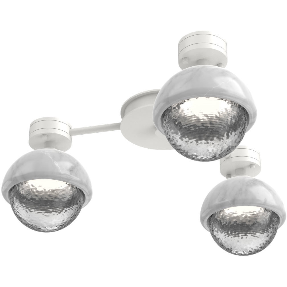 Cabochon Sconce & Flush Mount Wall Light in 3000K LED, Clear, Salt White with White Marble, Hub & Spoke