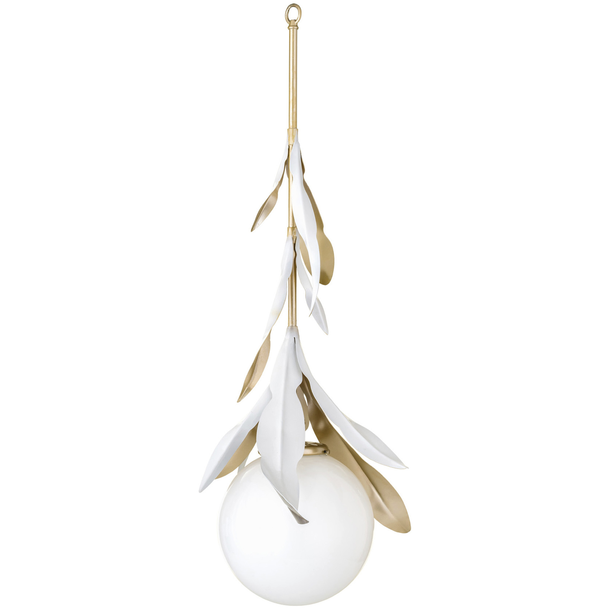 Lowcountry 1 Light Hi-Gloss White and Brass Pendant Ceiling Light