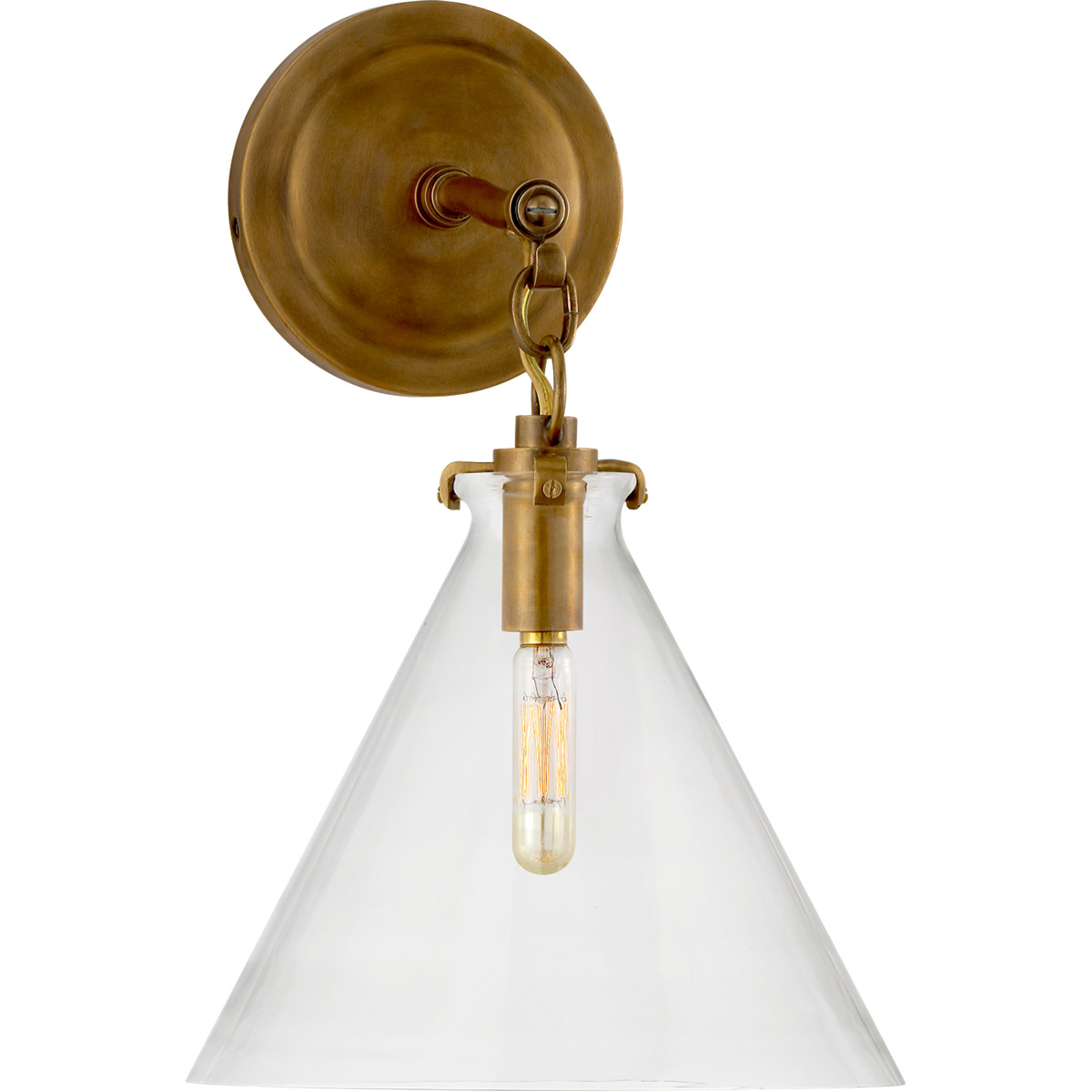 Thomas O'Brien Katie6 1 Light 9.4 inch Hand-Rubbed Antique Brass Conical Bath Sconce Wall Light in Clear Glass, Small