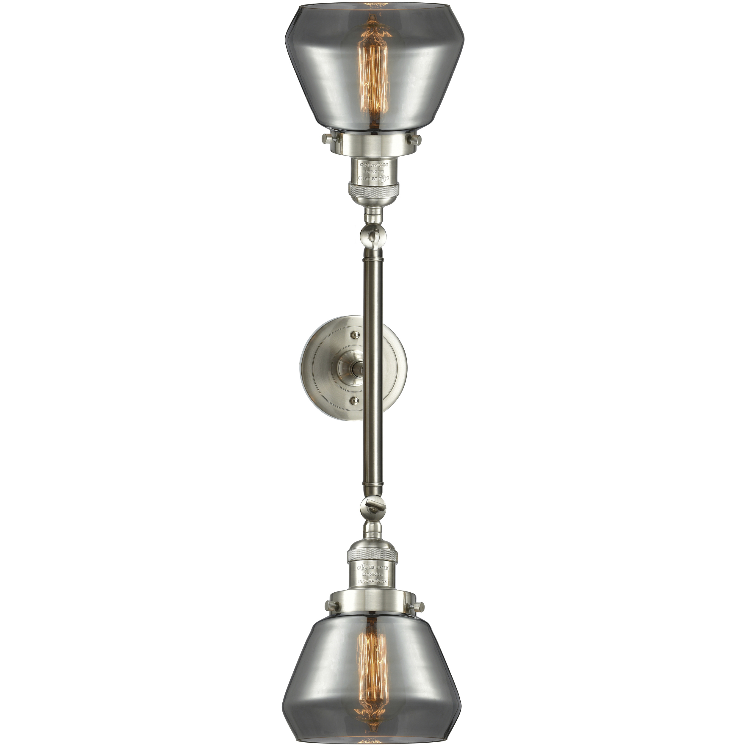 Franklin Restoration Fulton 2 Light 17 inch Brushed Satin Nickel Bath Vanity Light Wall Light in Plated Smoke Glass, Franklin Restoration
