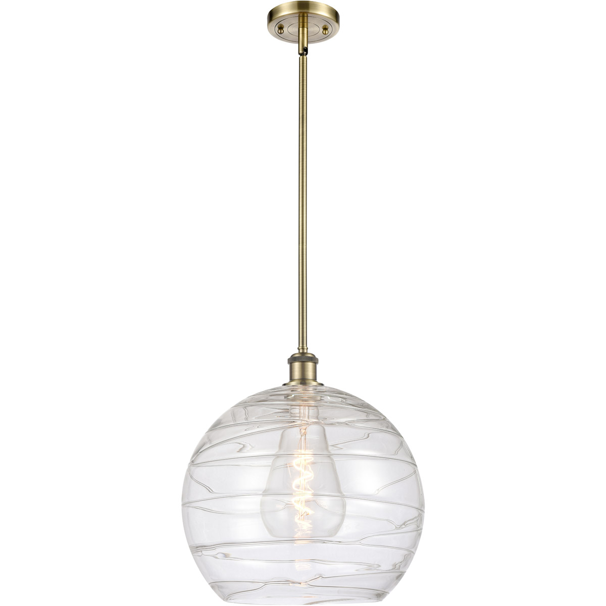 Ballston Deco Swirl LED 13.75 inch Antique Brass Pendant Ceiling Light