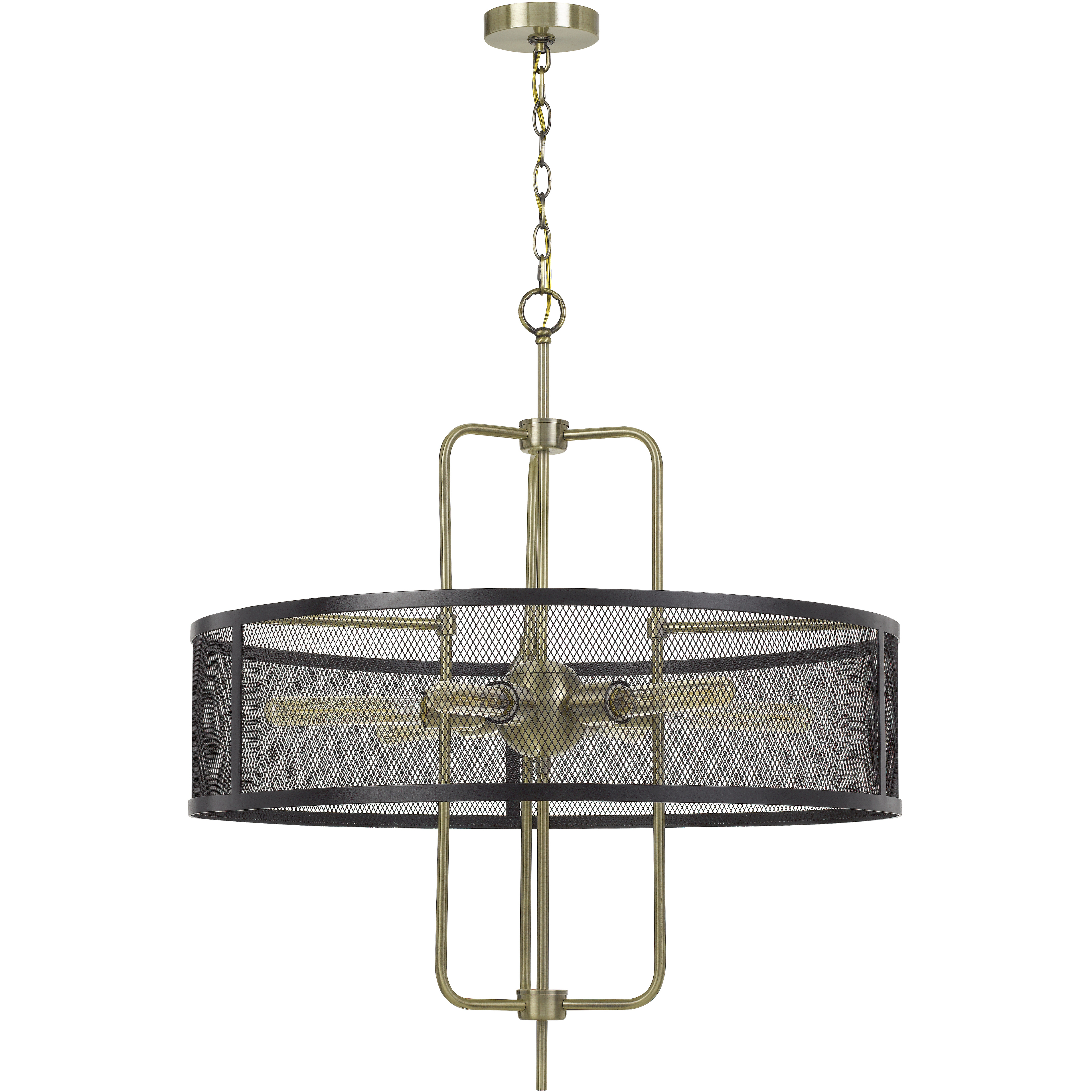 Leiden 6 Light 4.75 inch Antique Brass/Black Chandelier Ceiling Light