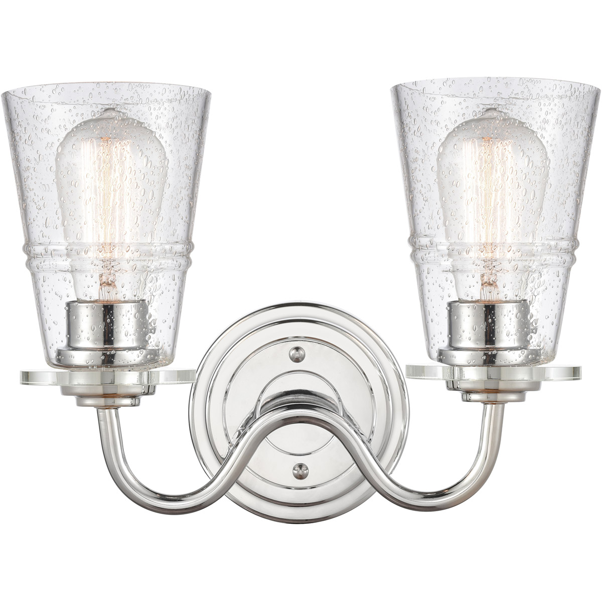 Scarlett 2 Light 14 inch Polished Chrome Bath Vanity Light Wall Light in Seedy Glass