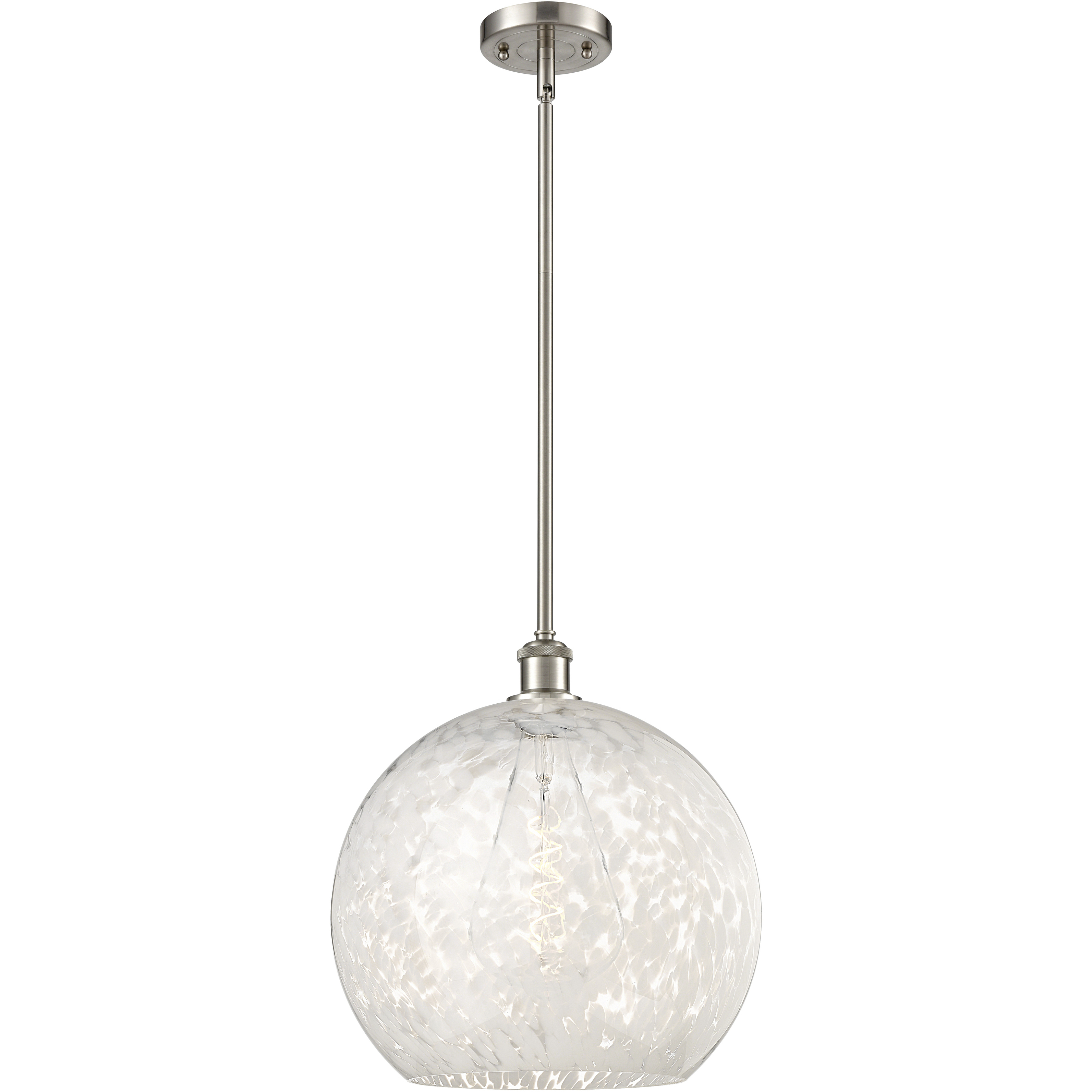 Ballston White Mouchette 1 Light 13.75 inch Brushed Satin Nickel Stem Hung Pendant Ceiling Light