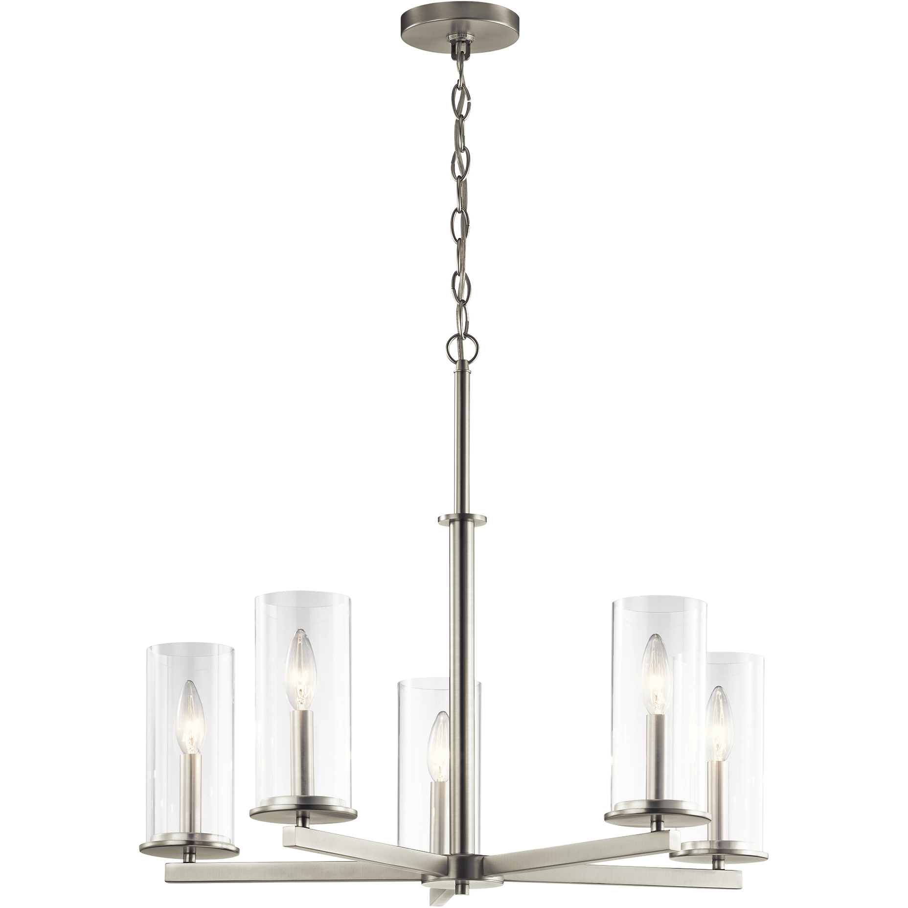 Crosby 5 Light 26.25 inch Brushed Nickel Chandelier 1 Tier Medium Ceiling Light, 1 Tier Medium