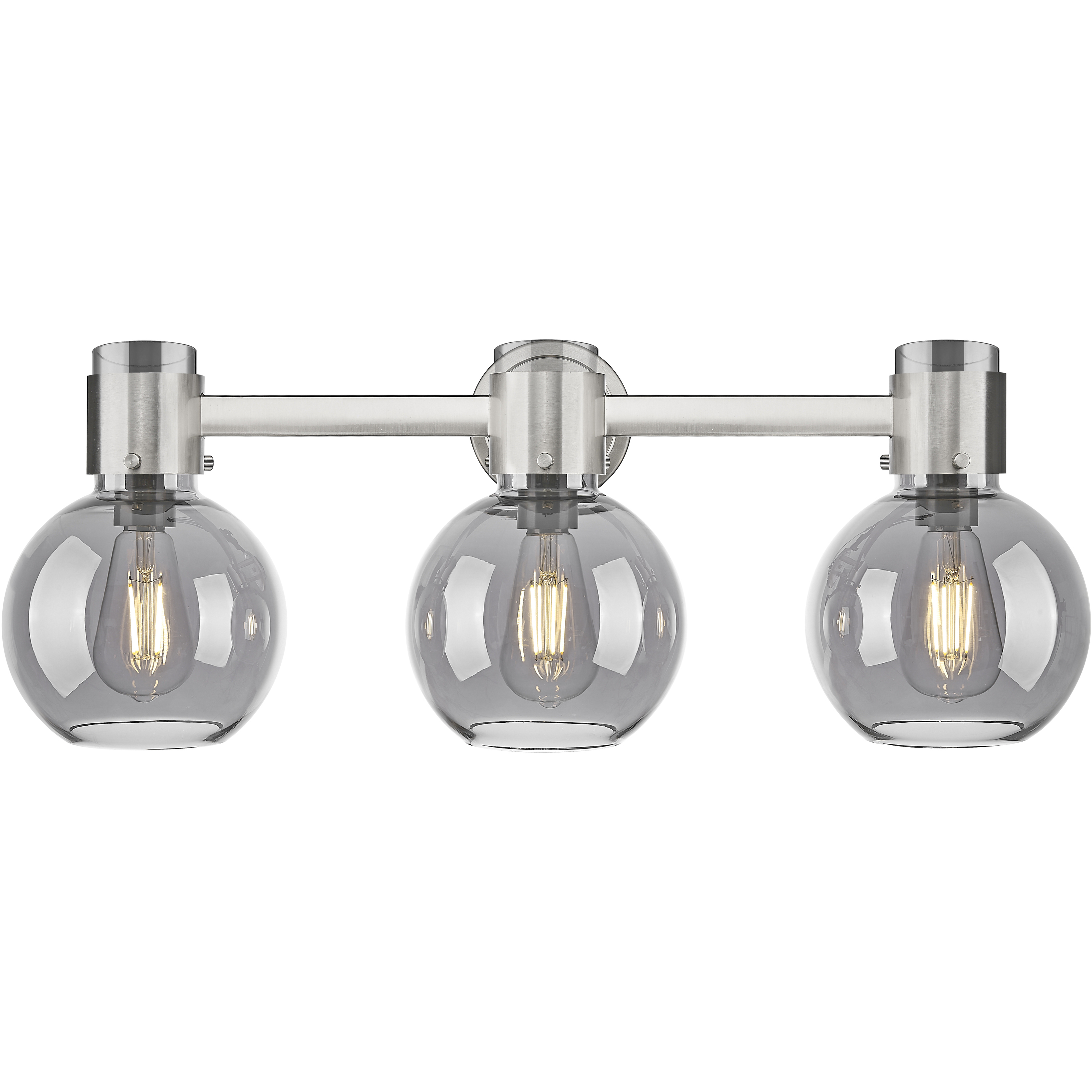 Lawton Sphere 3 Light 24 inch Brushed Satin Nickel Bath Vanity Light Wall Light in Light Smoke Glass