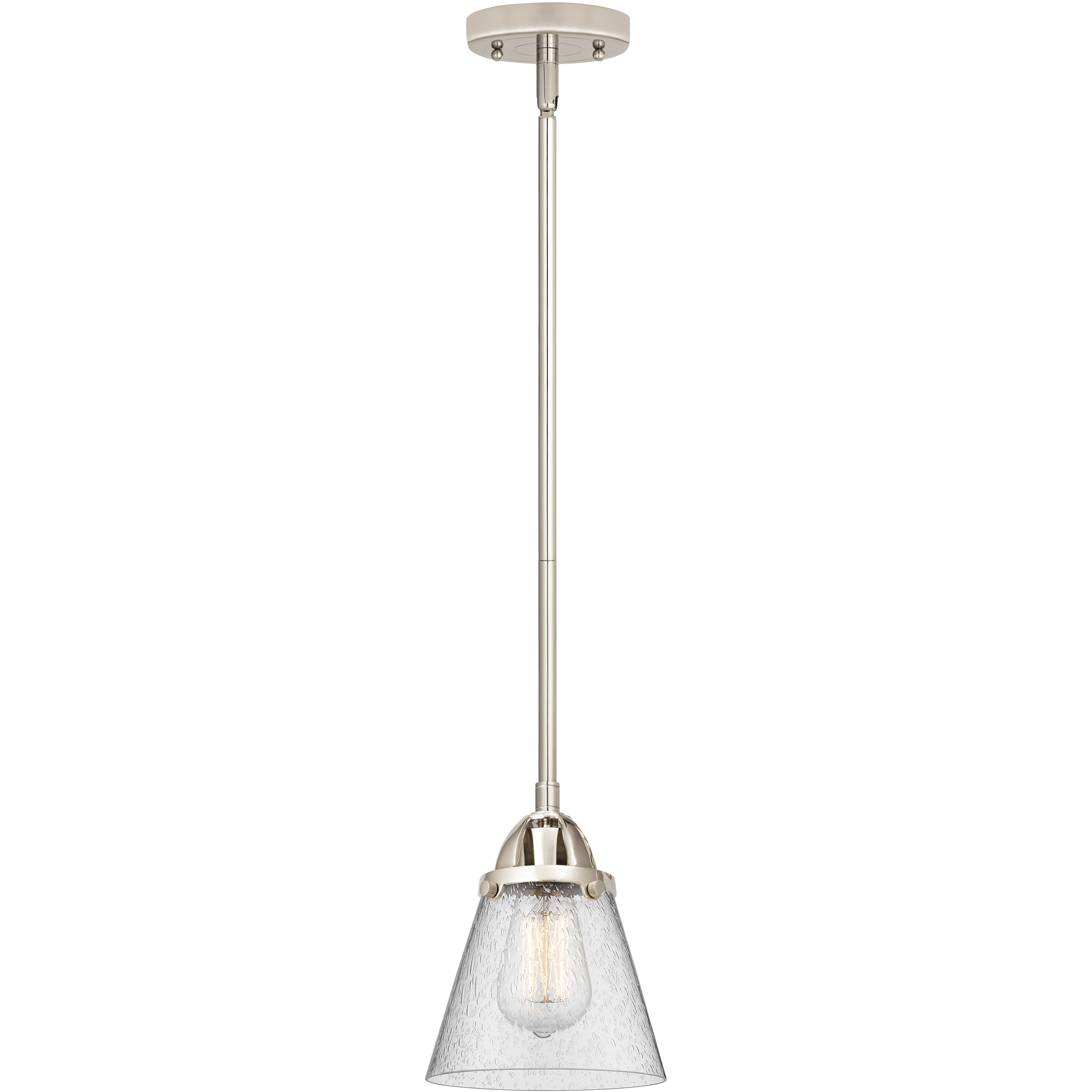 Nouveau 2 Cone 1 Light 6.25 inch Polished Nickel Mini Pendant Ceiling Light in Incandescent, Seedy