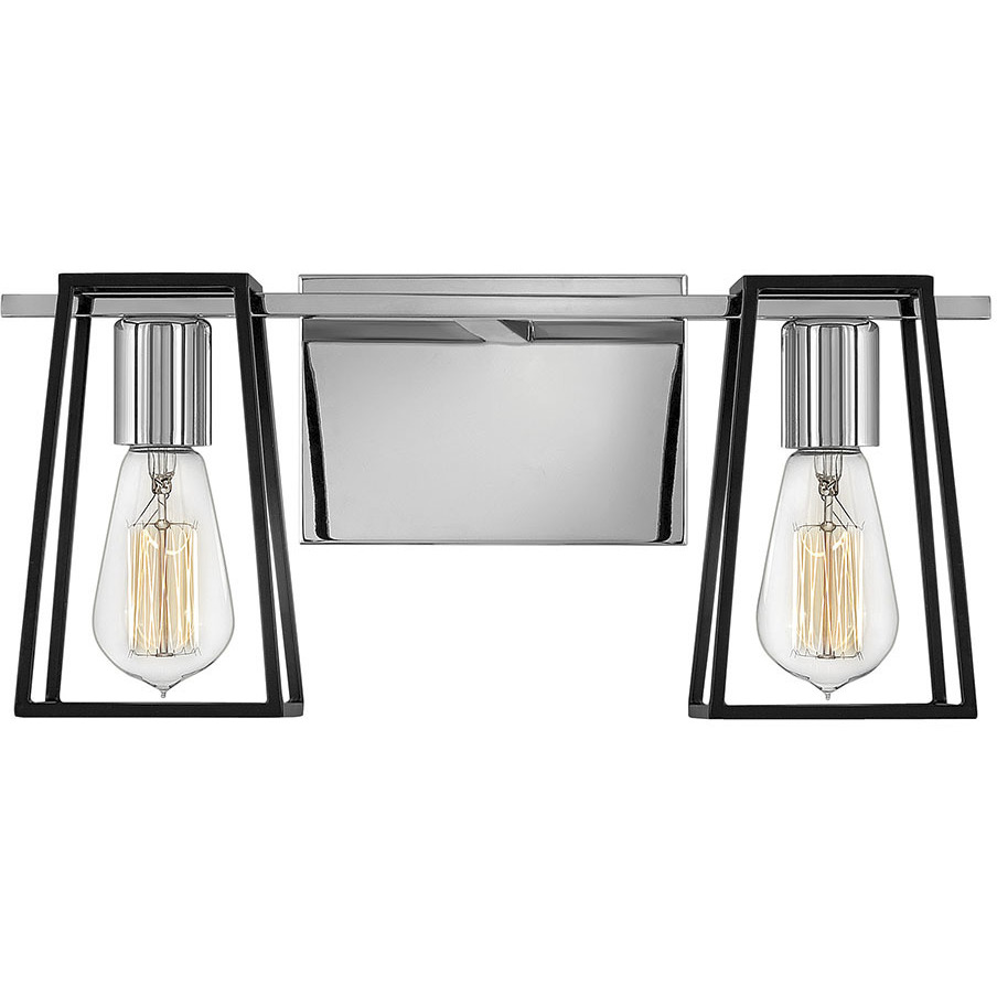 Filmore 2 Light 16 inch Chrome with Satin Black Vanity Light Wall Light