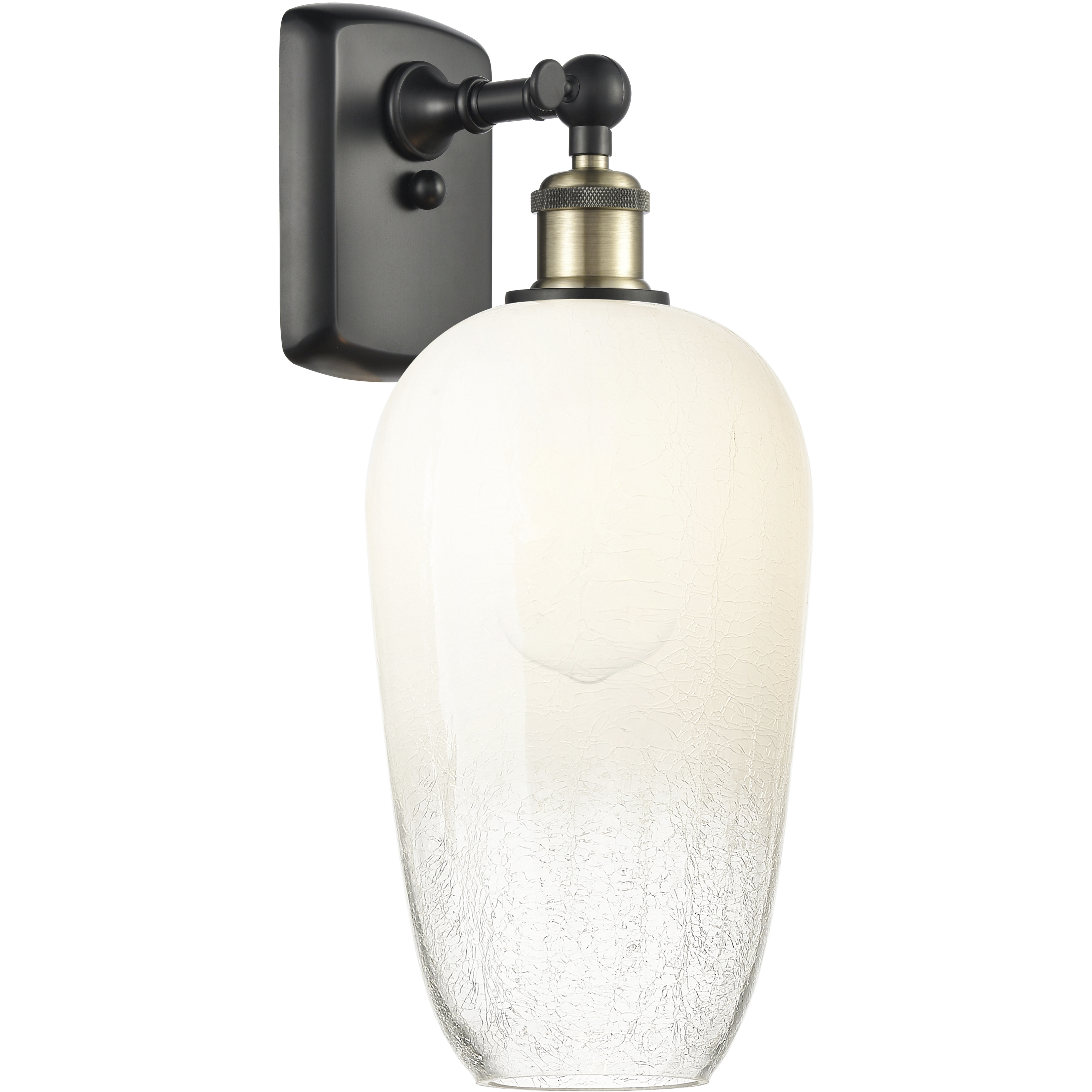 Ballston Brookhaven Flute Armed Sconce Wall Light in Black Antique Brass, Opal Glass