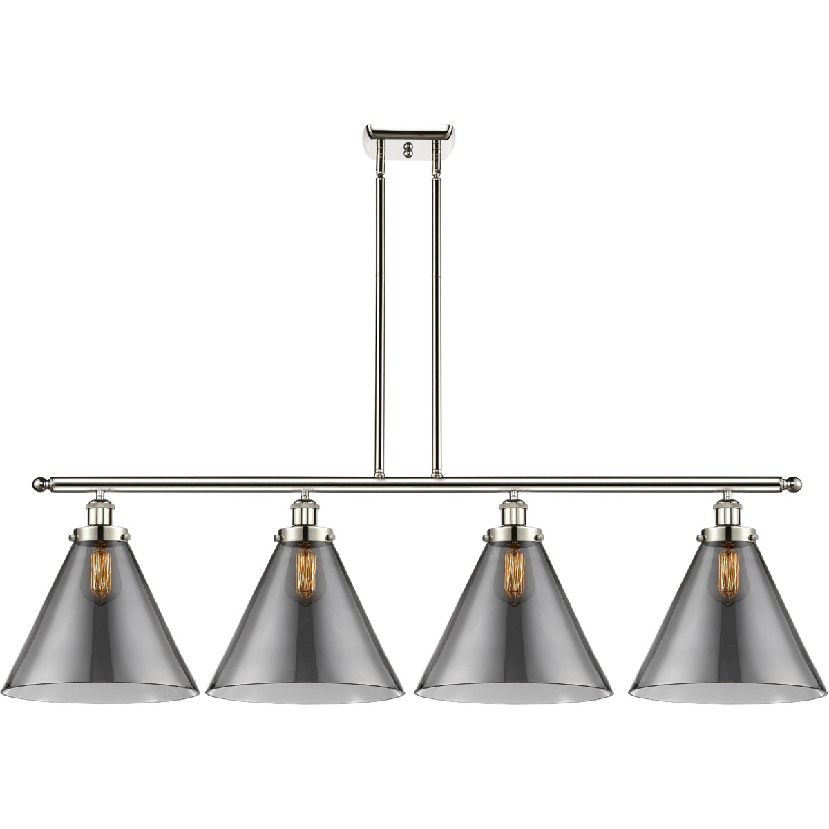 Ballston X-Large Cone LED 48 inch White and Polished Chrome Island Light Ceiling Light in Plated Smoke Glass