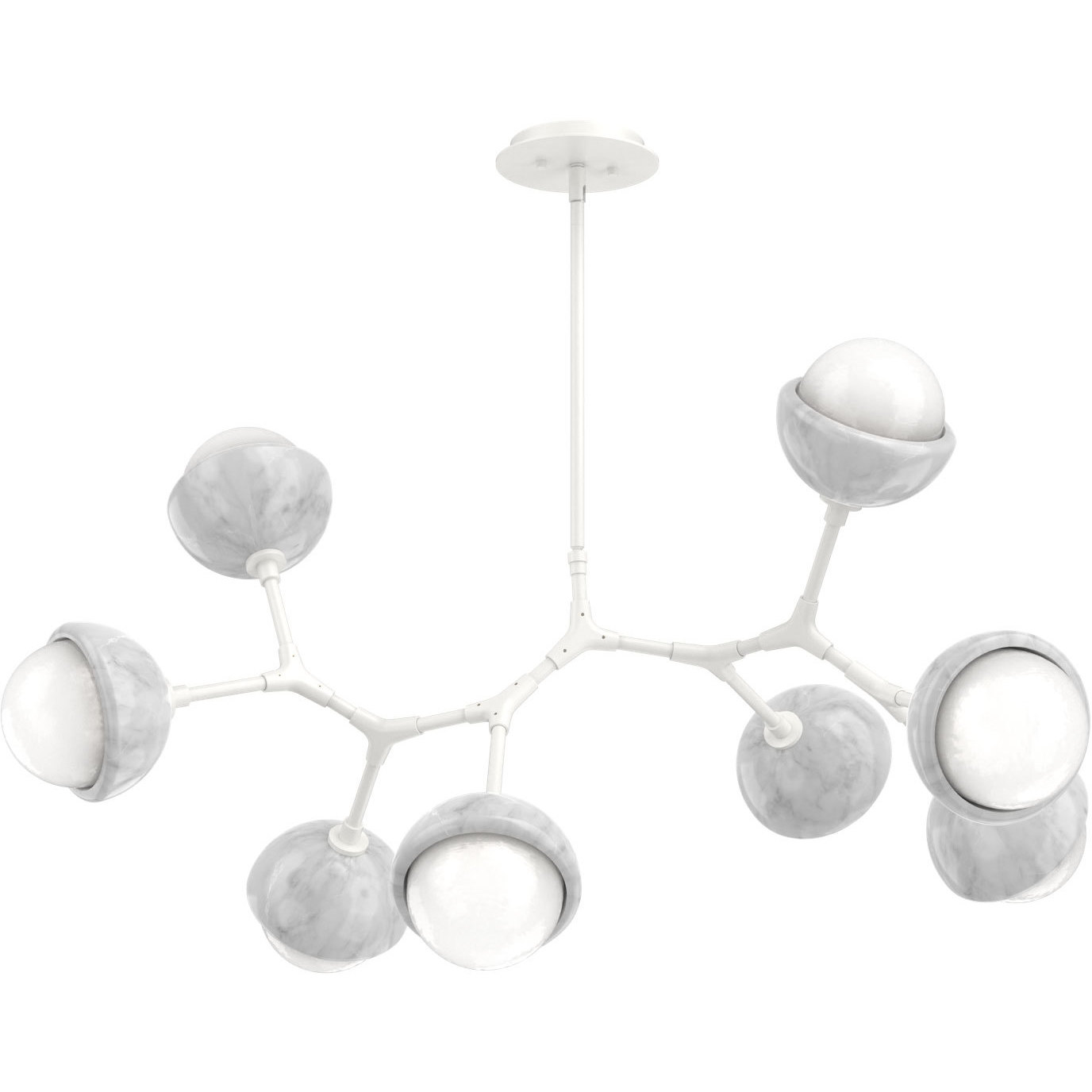 Cabochon LED 37.6 inch Salt White with White Marble Pendant Ceiling Light in 3000K LED, Modern Branch