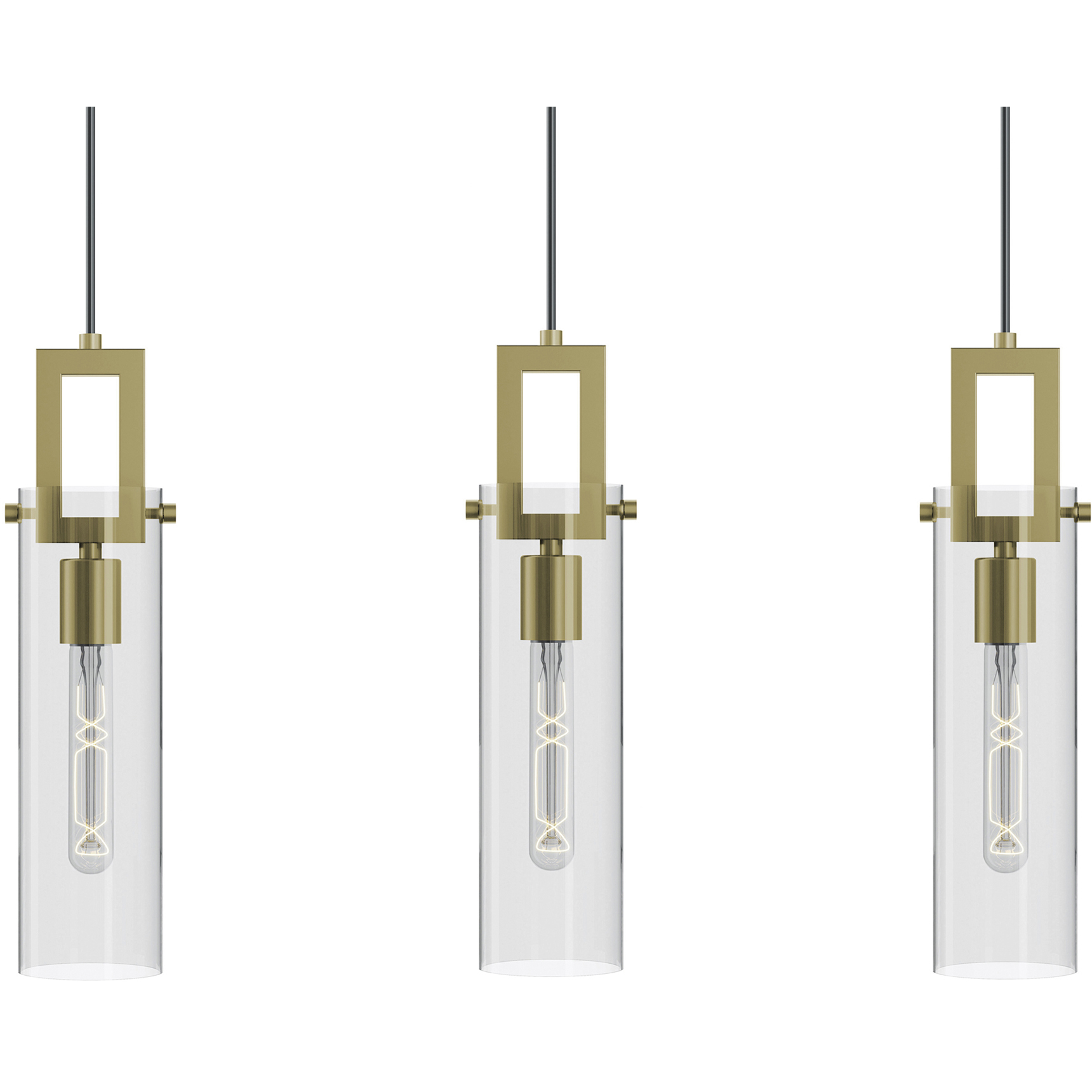 Houston 3 Light 36 inch Light Antique Brass Linear Pendant Ceiling Light