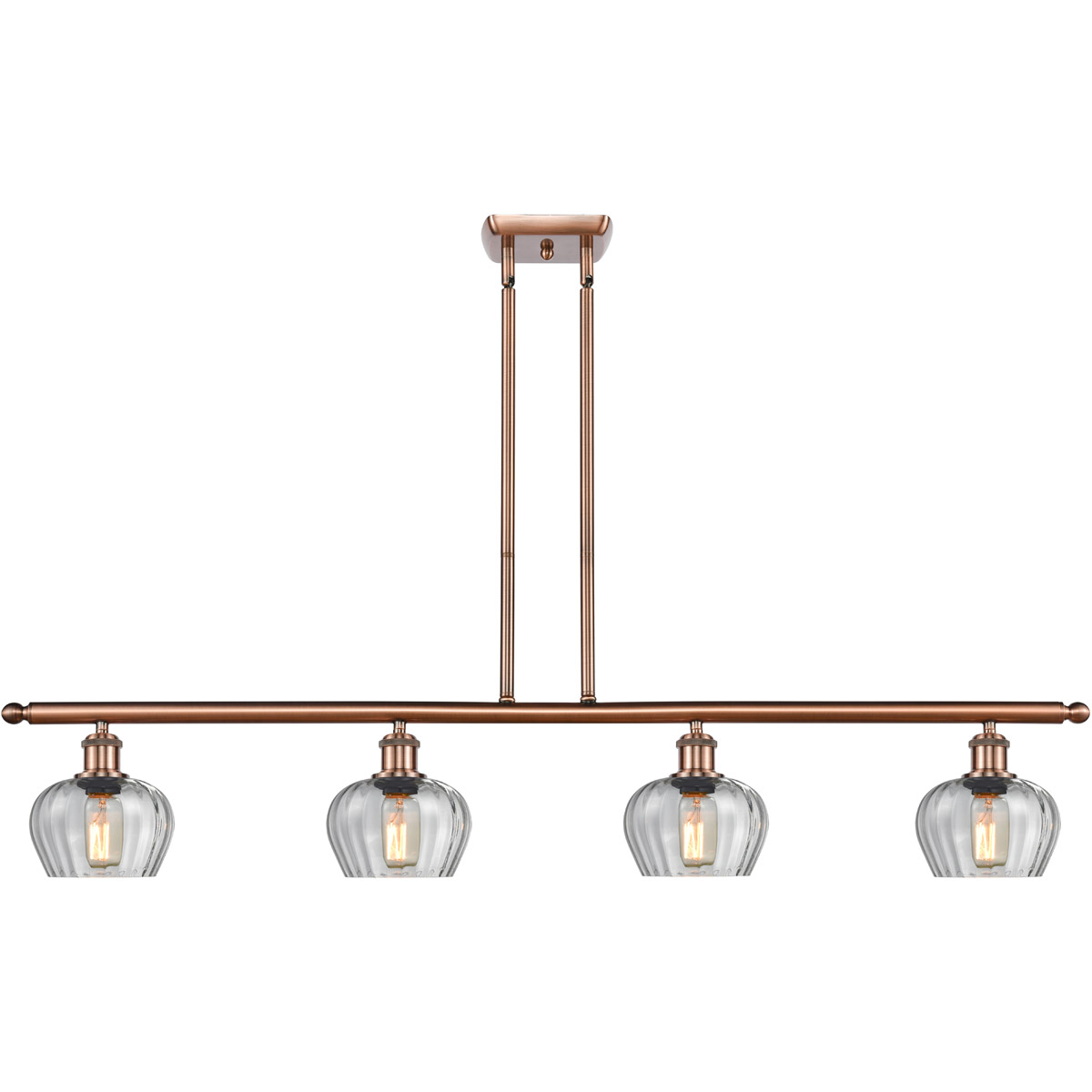 Ballston Fenton 4 Light 48 inch Antique Copper Island Light Ceiling Light in Clear Glass, Ballston