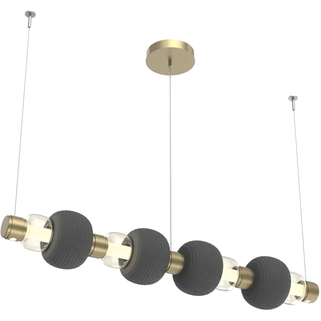 Torno Mandrel LED 53.3 inch Gilded Brass with Charcoal Linear Chandelier Ceiling Light