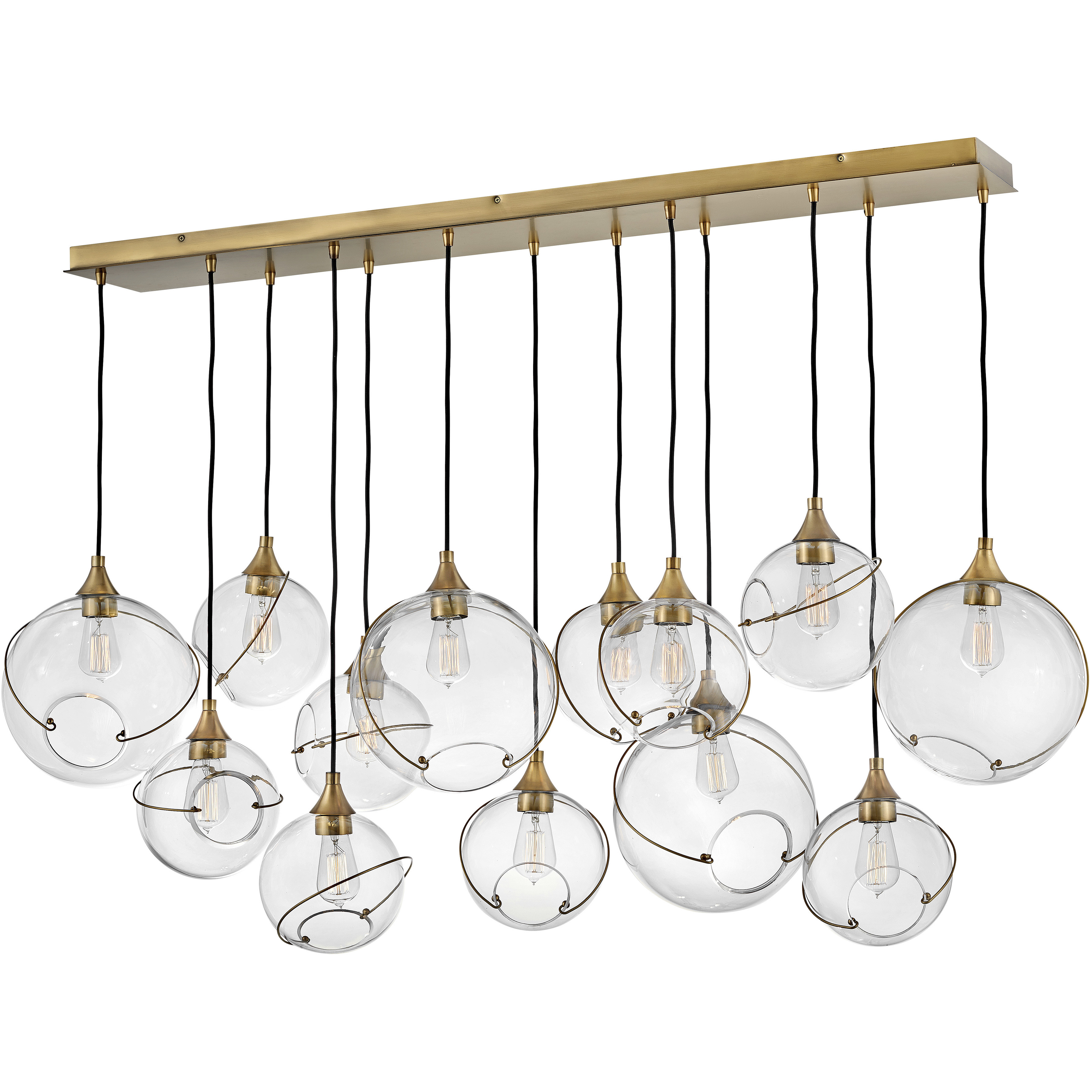 Lisa McDennon Skye 13 Light 60.25 inch Heritage Brass Indoor Linear Chandelier Ceiling Light