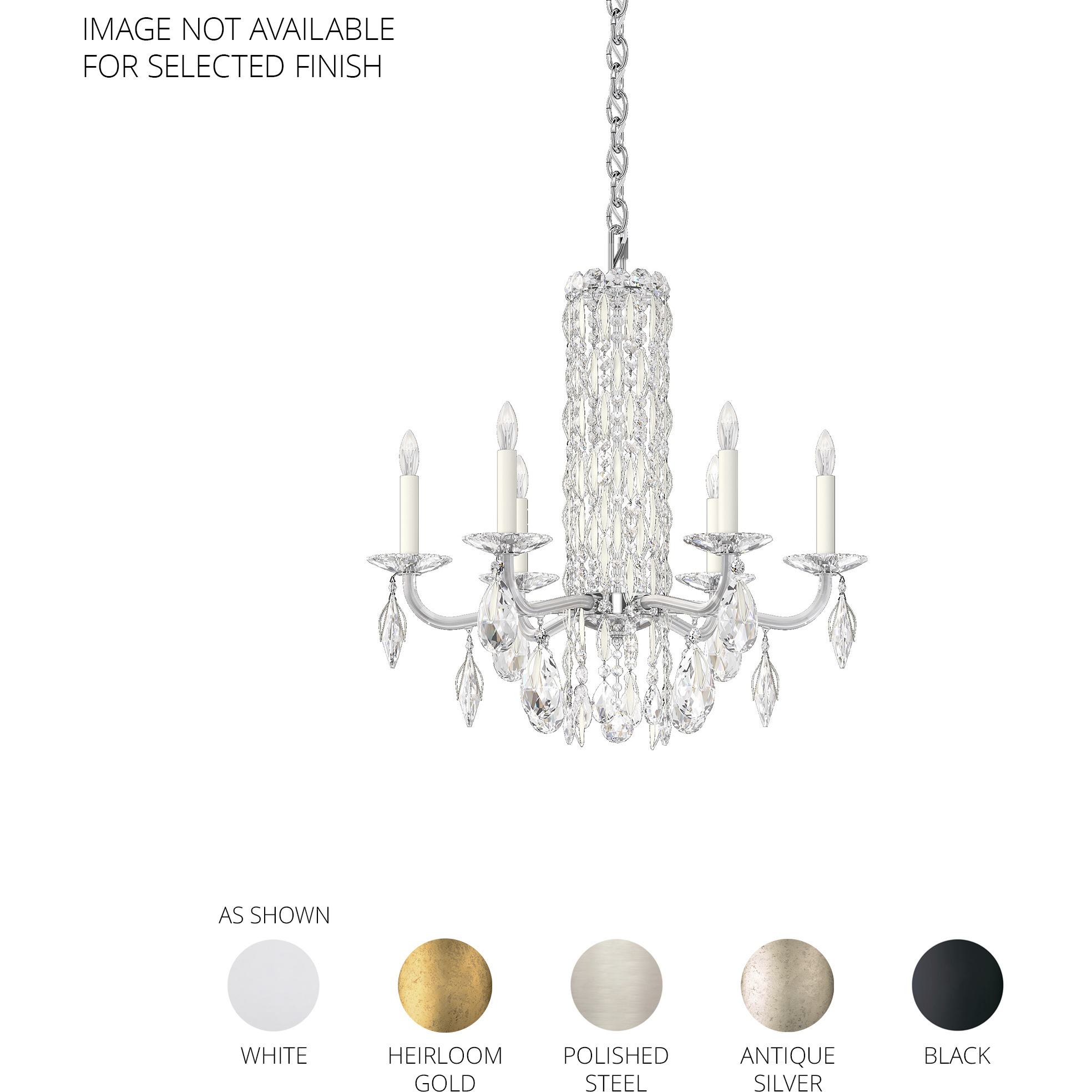 Siena 6 Light Black Chandelier Ceiling Light in Radiance, No Spikes