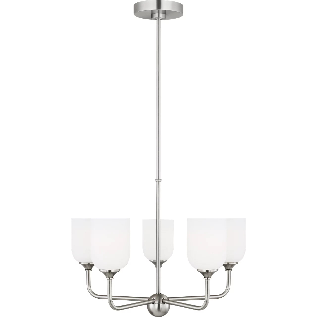 Emile 5 Light 20 inch Brushed Steel Chandelier Ceiling Light