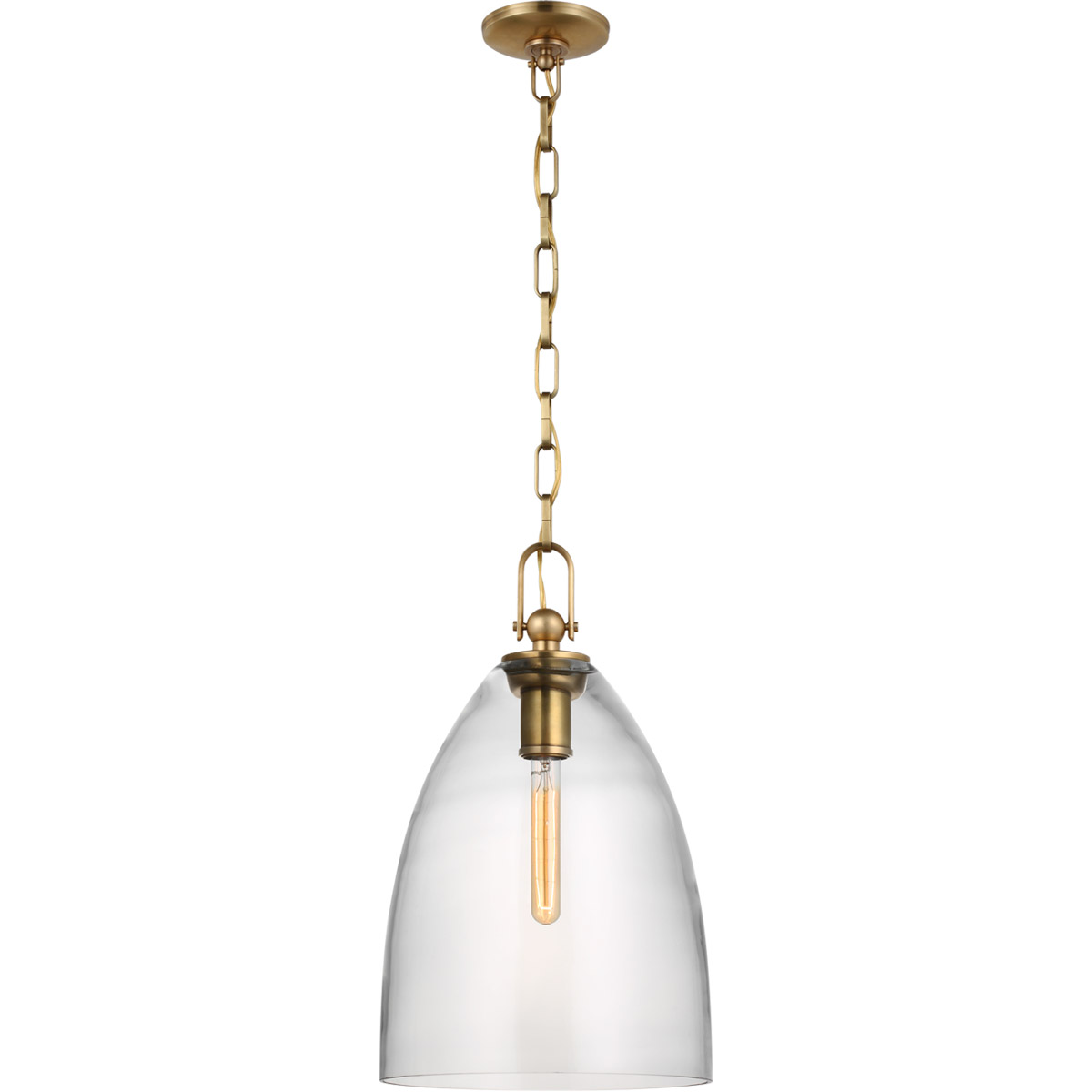 Visual Comfort Signature Collection Chapman & Myers Andros LED 12 inch Antique-Burnished Brass Pendant Ceiling Light in Clear Glass, Large CHC5426AB-CG - Open Box
