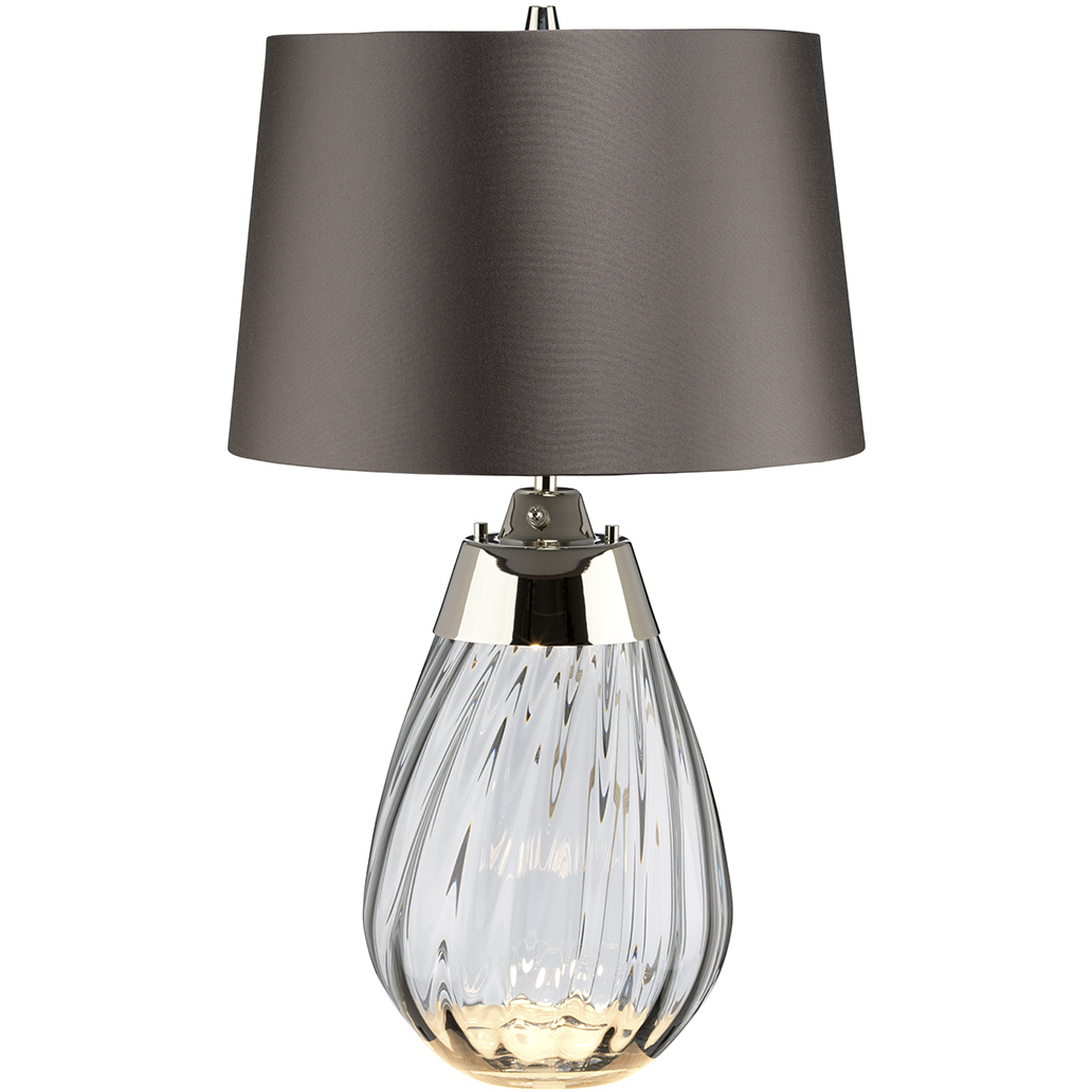 Lena 24 inch Smoke Glass Table Lamp Portable Light, Small