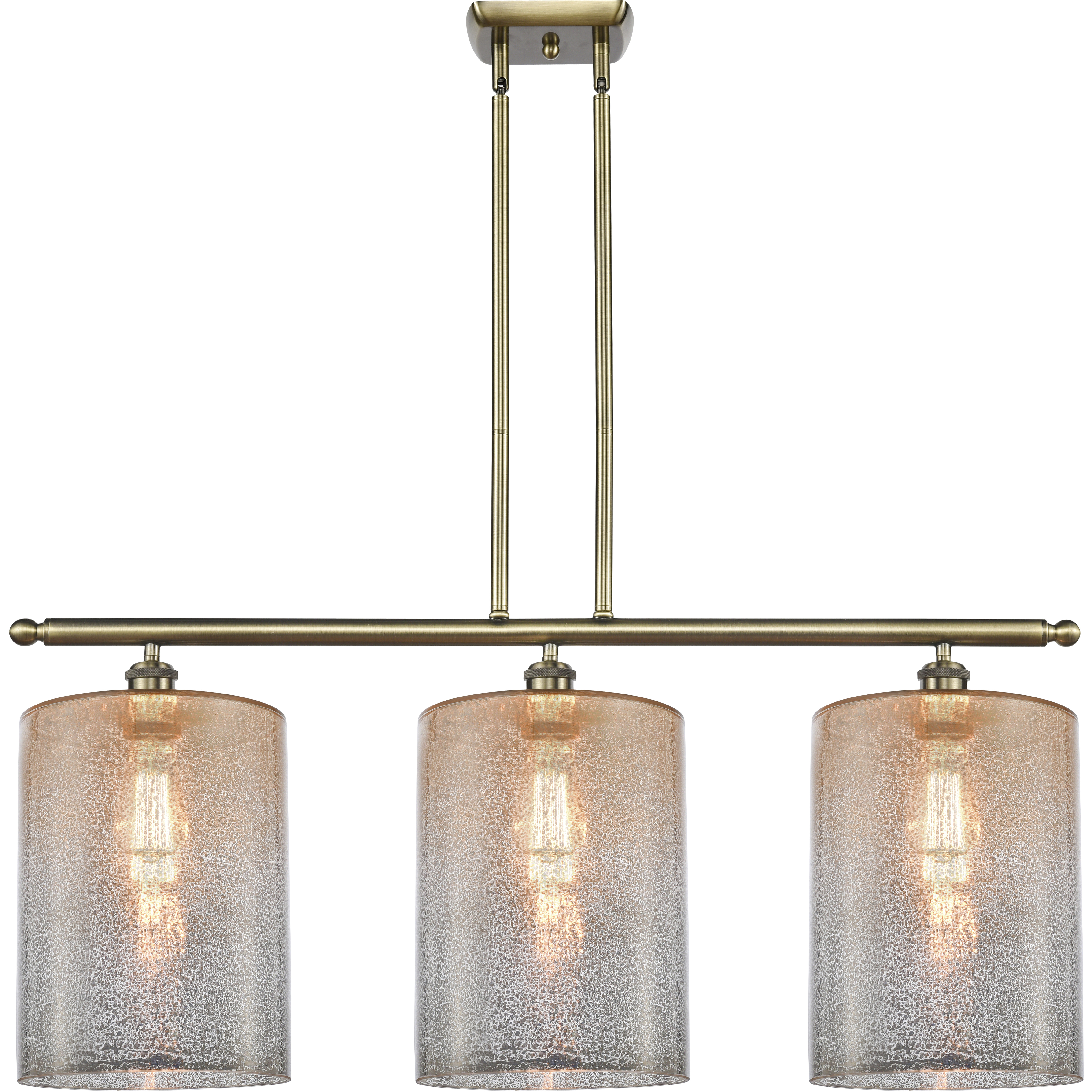Ballston Cobbleskill 3 Light 36 inch Antique Brass Island Light Ceiling Light in Mercury Glass