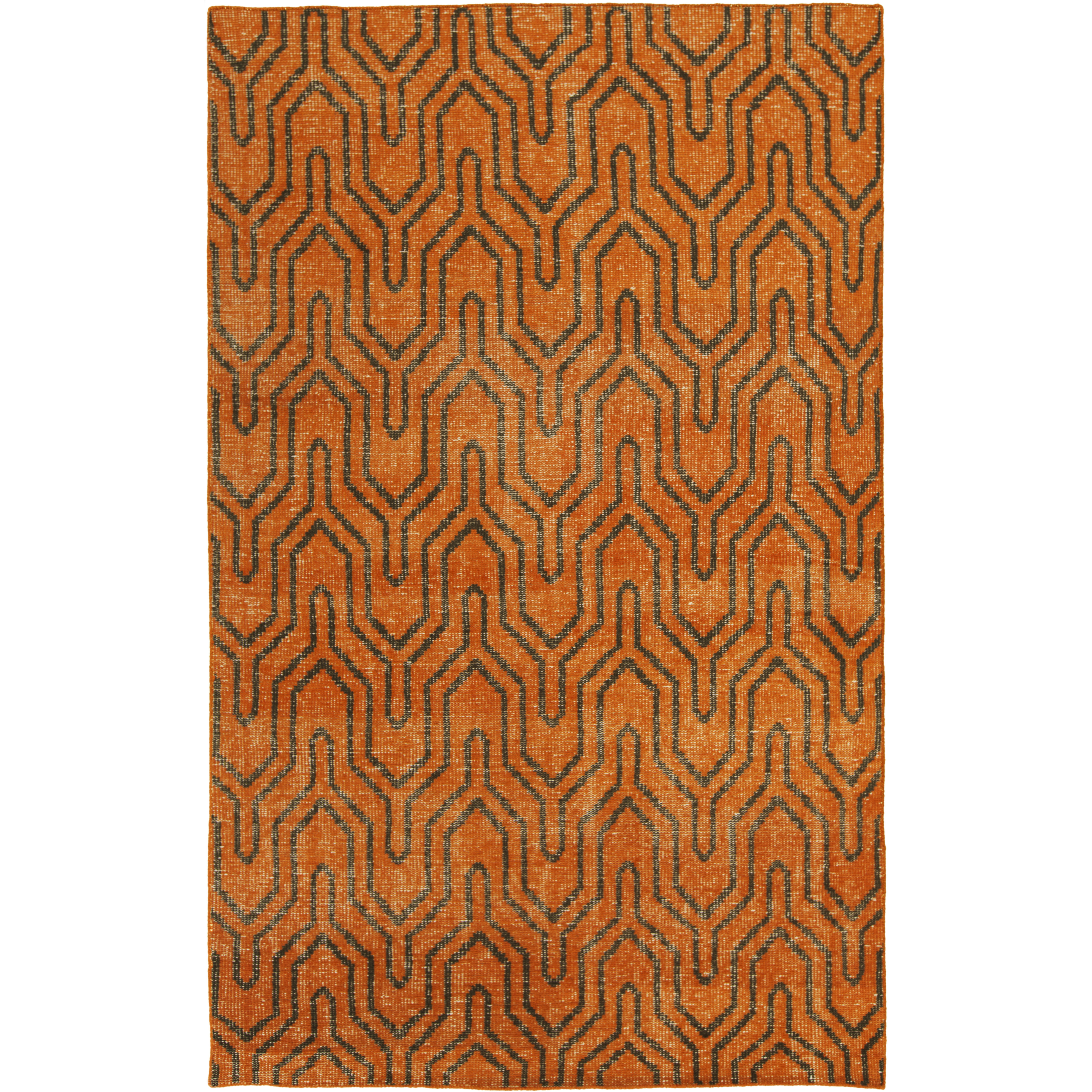 Zahra 36 X 24 inch Burnt Orange, Black Rug
