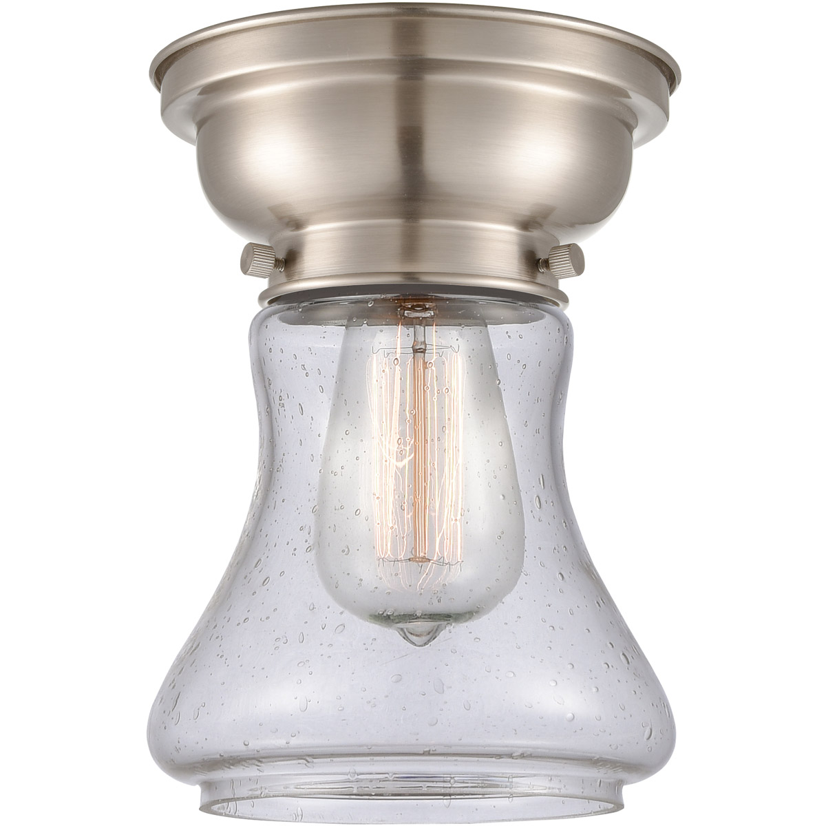 Aditi Bellmont LED 6 inch Brushed Satin Nickel Flush Mount Ceiling Light in Seedy Glass, Aditi