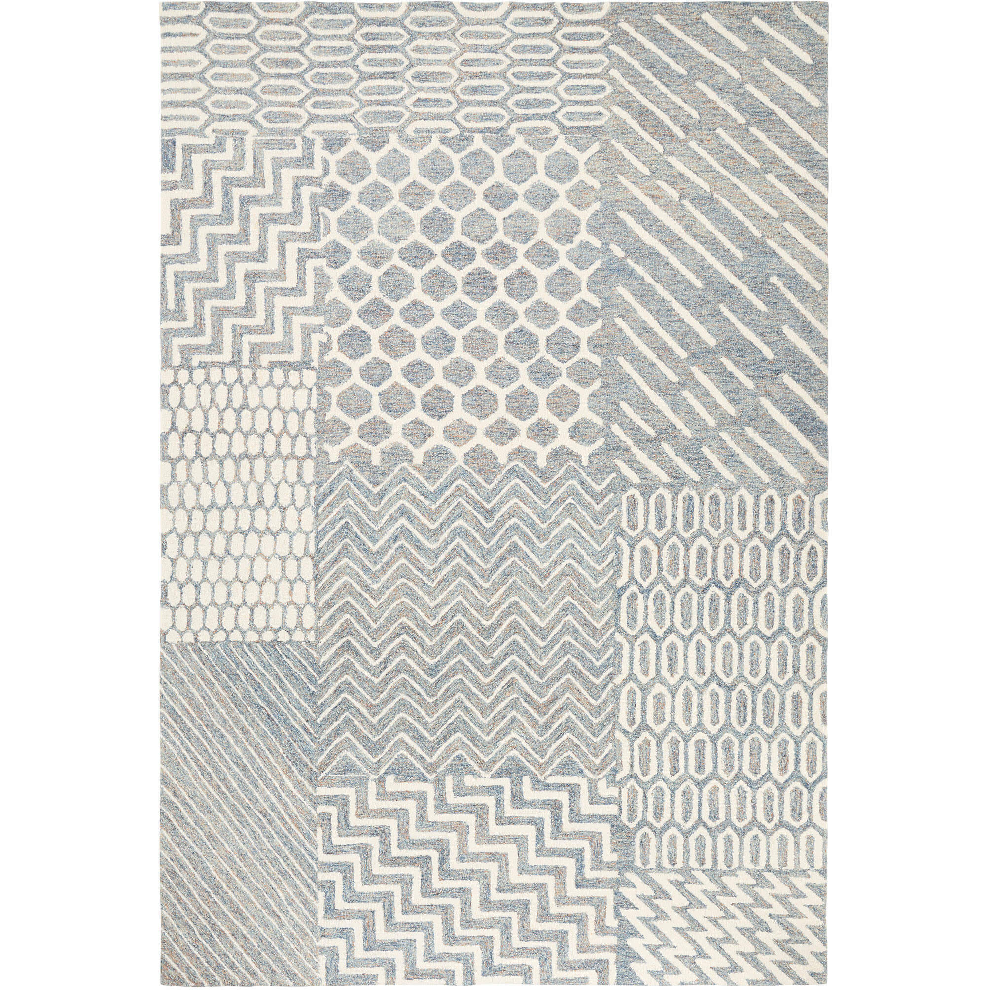 Mitra 90 X 63 inch Grey/White Rug in 5 x 7