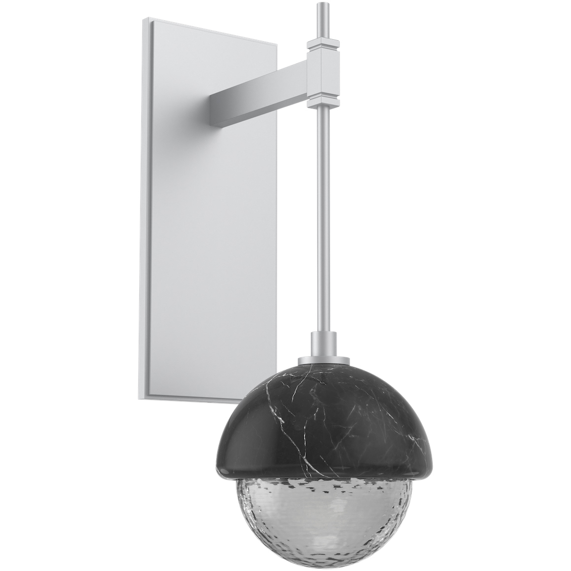 Cabochon LED 9.2 inch Classic Silver with Black Marble Sconce Wall Light in 3000K LED, Smoke, Tempo
