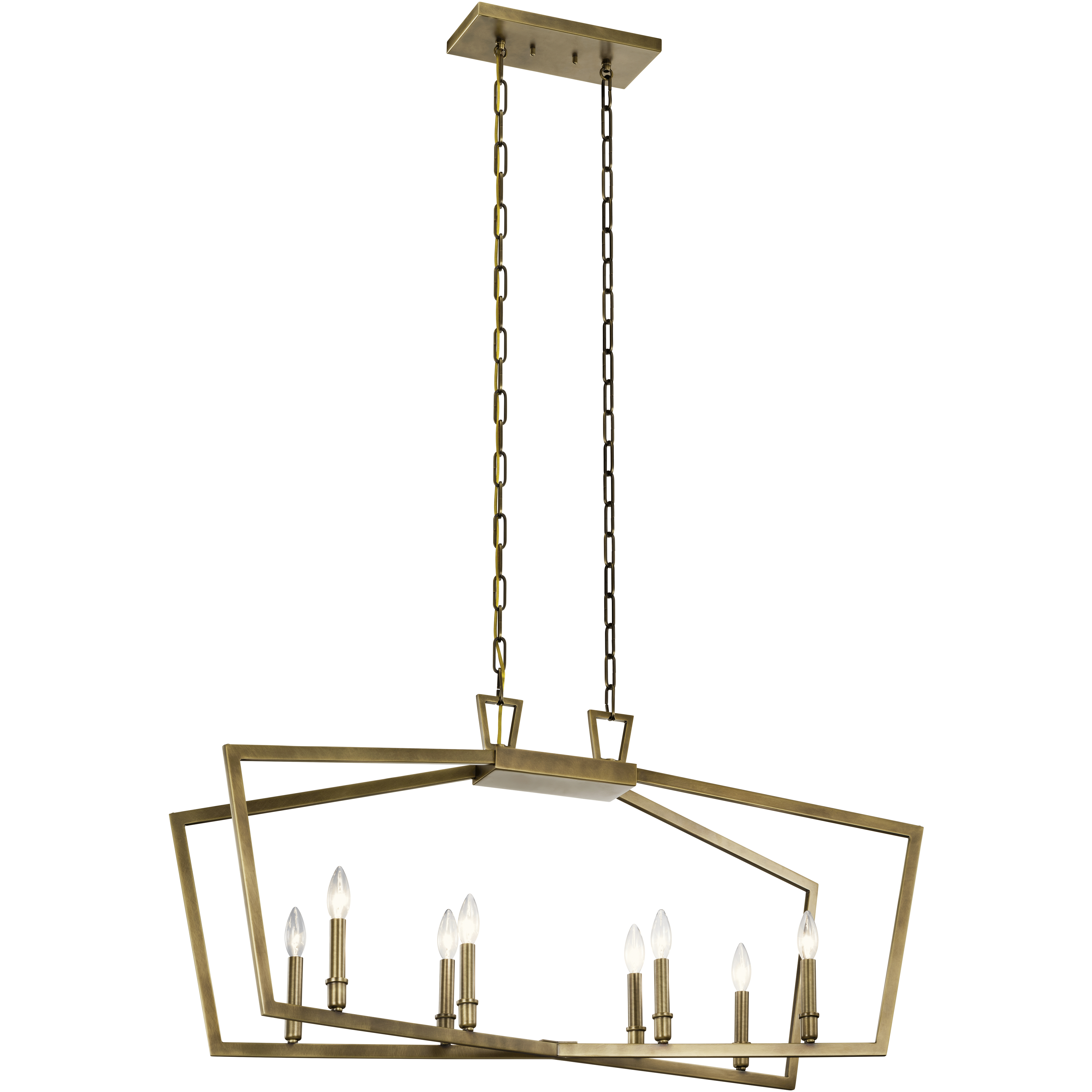 Abbotswell 8 Light 12.75 inch Natural Brass Chandelier Linear Ceiling Light, Single
