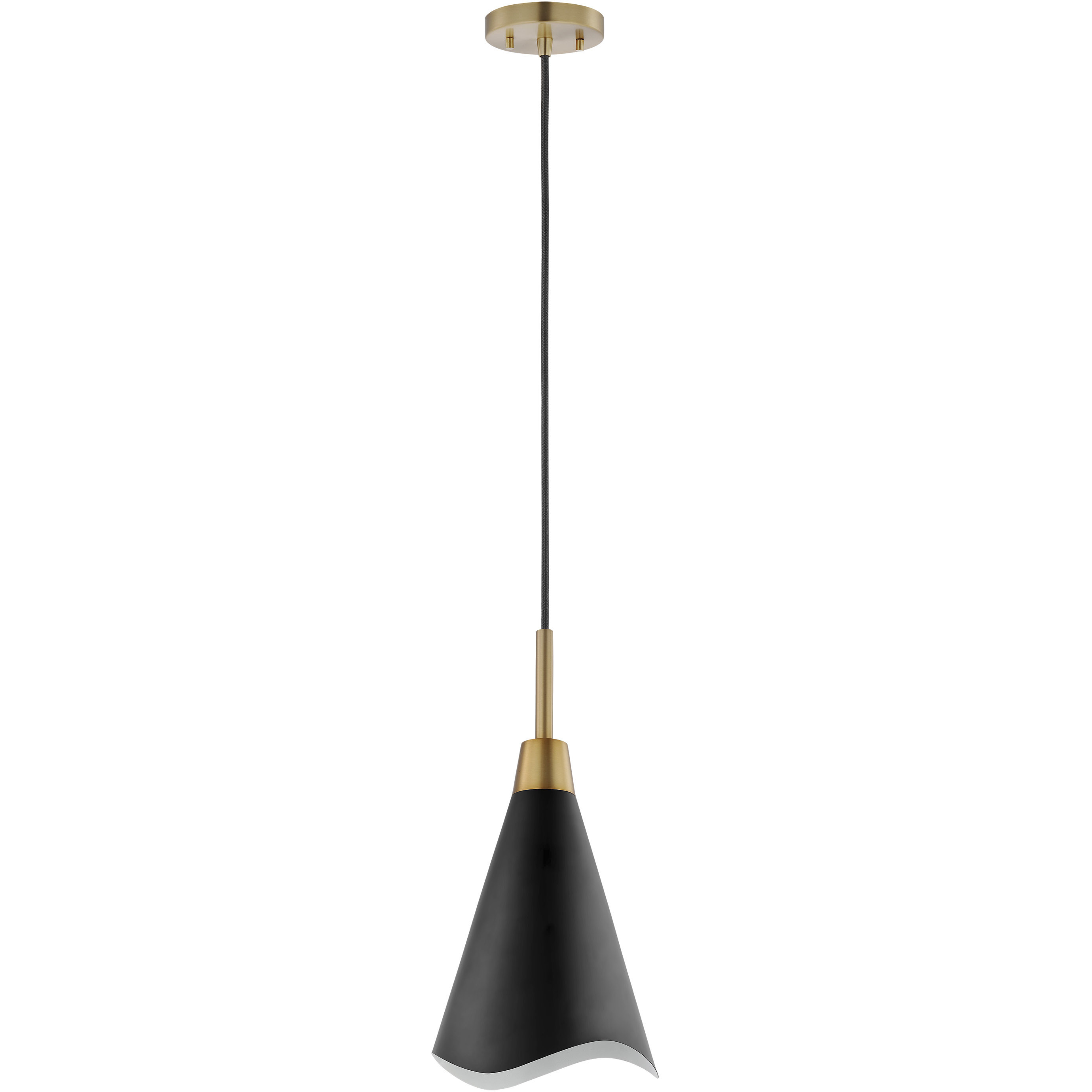 Tango 1 Light 7.88 inch Matte Black/Burnished Brass Pendant Ceiling Light
