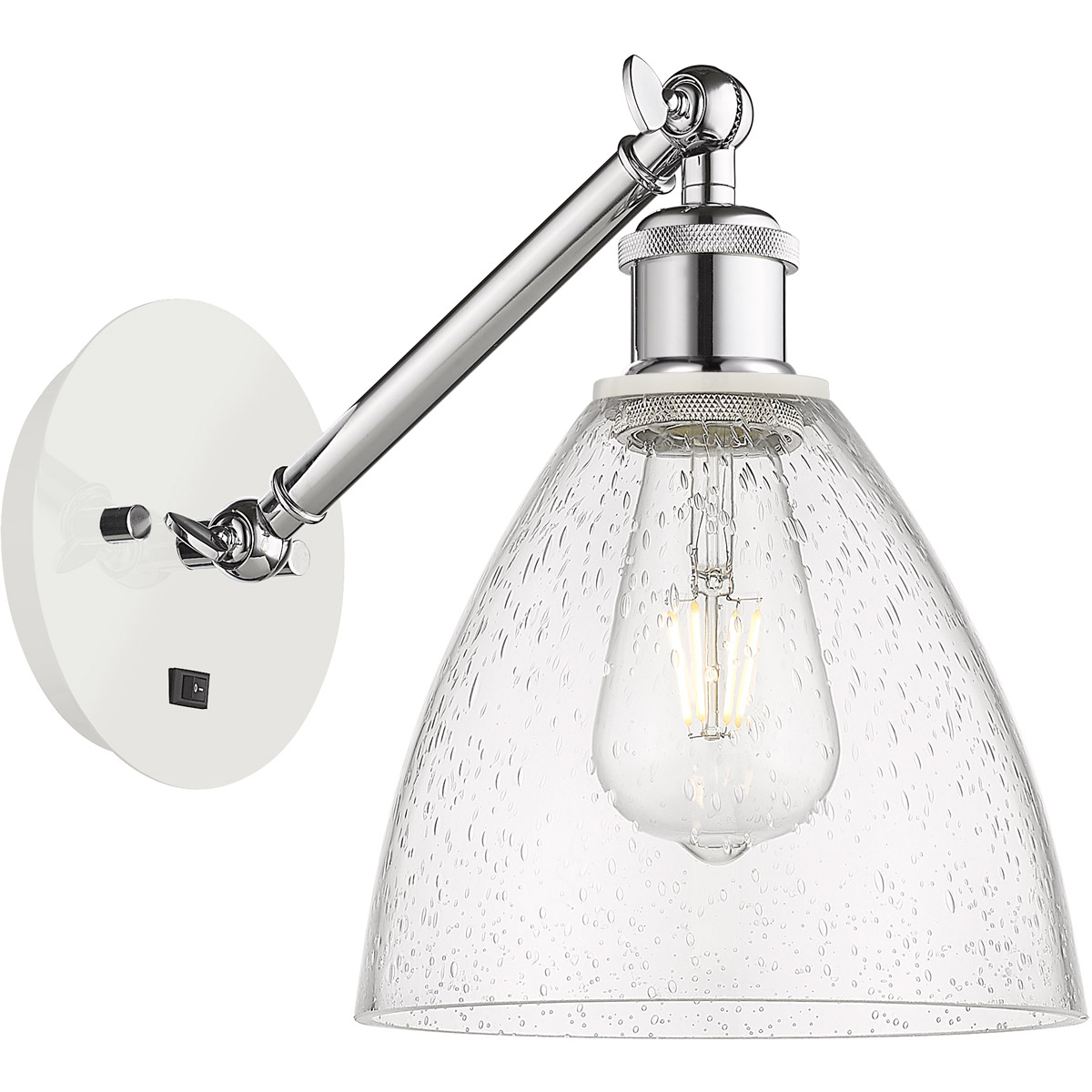 Ballston Dome 1 Light 8 inch White and Polished Chrome Sconce Wall Light
