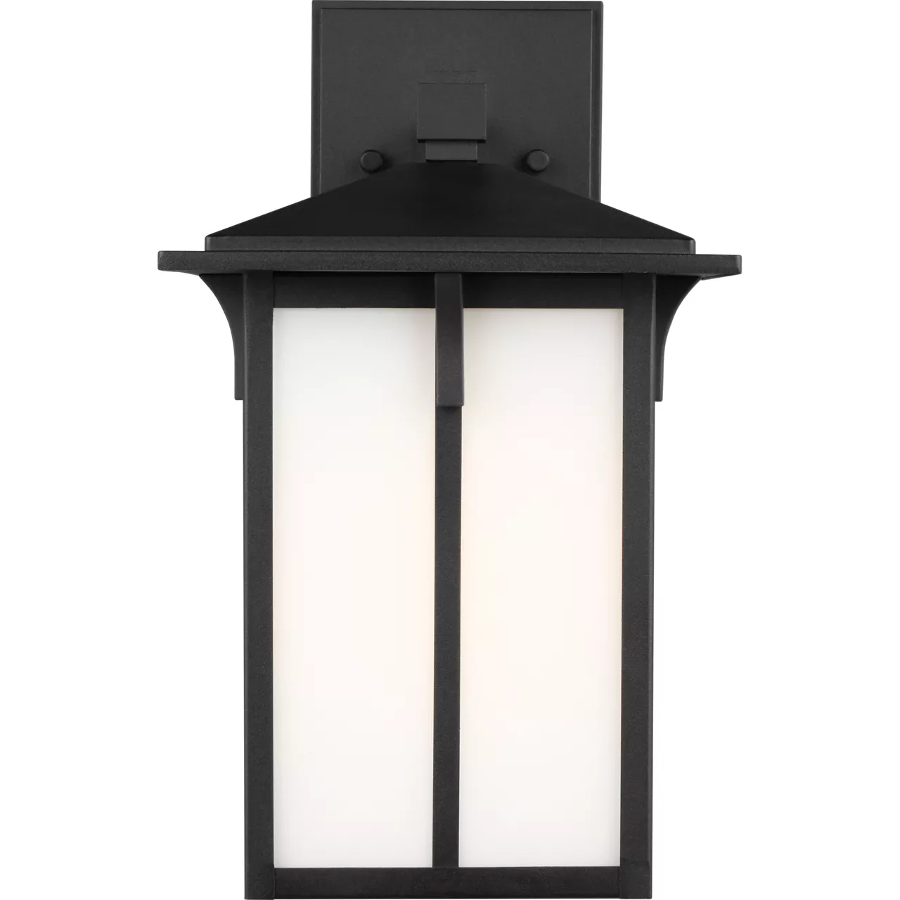 Tomek 1 Light 14 inch Black Outdoor Wall Lantern in Etched White Glass, Medium