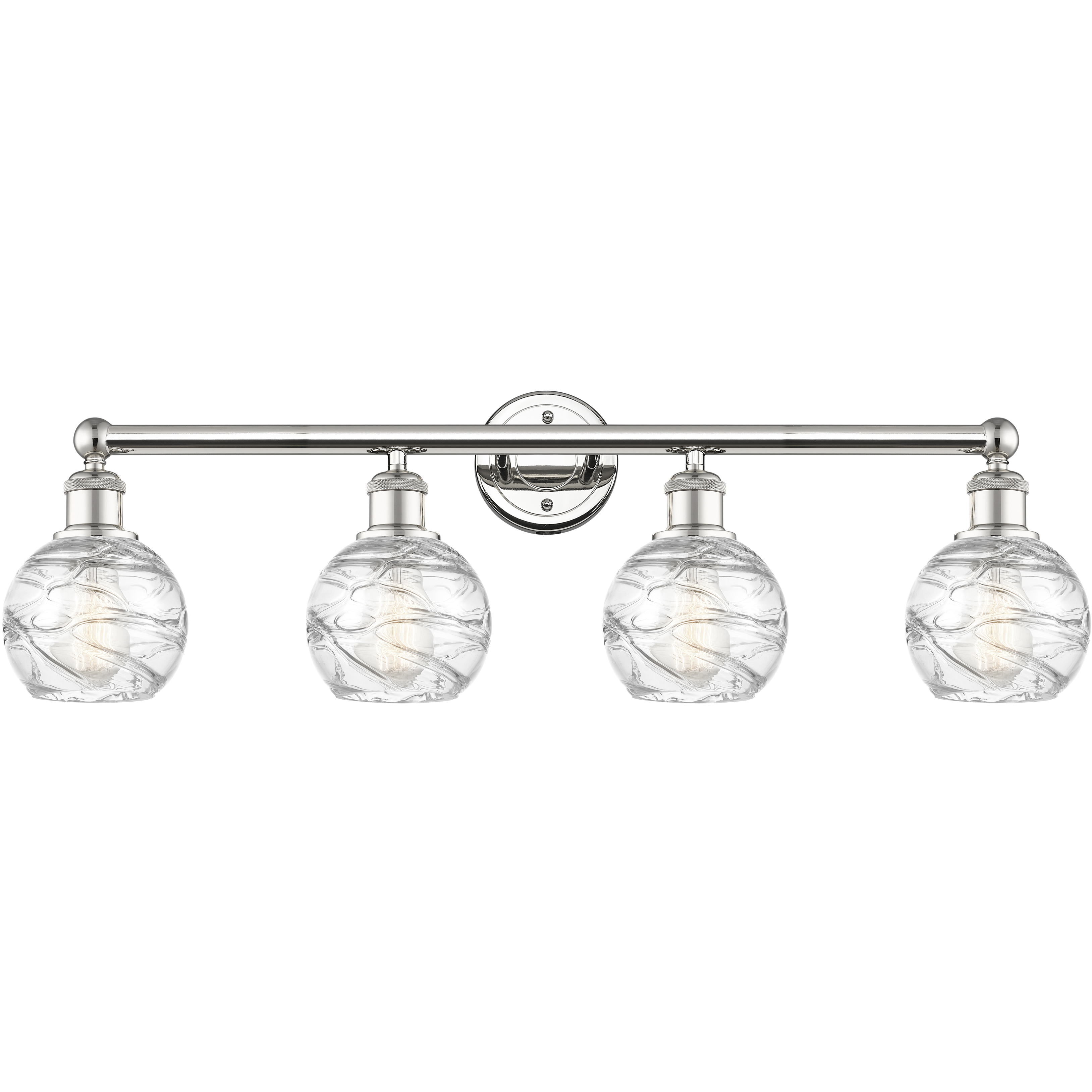Athens Deco Swirl 4 Light 33 inch Polished Nickel Bath Vanity Light Wall Light in Clear Deco Swirl