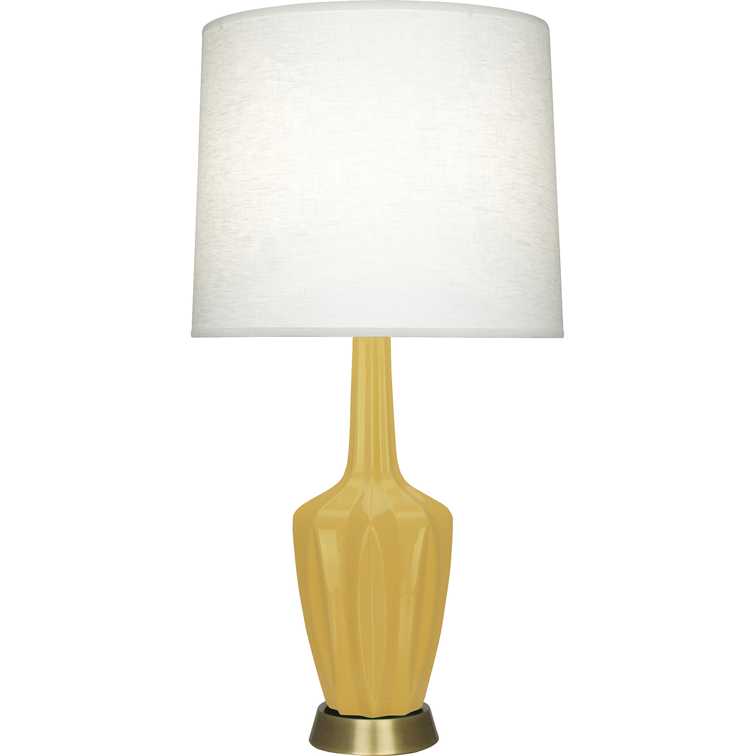 Emma 34.25 inch 150 watt Sunset Yellow Glazed Ceramic with Warm Brass Table Lamp Portable Light