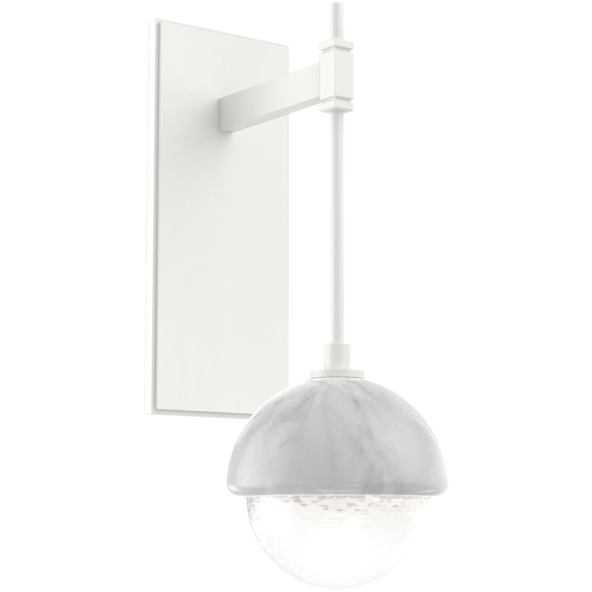 Cabochon Tempo Sconce Wall Light in 3000K LED, White Linen, Salt White with White Marble