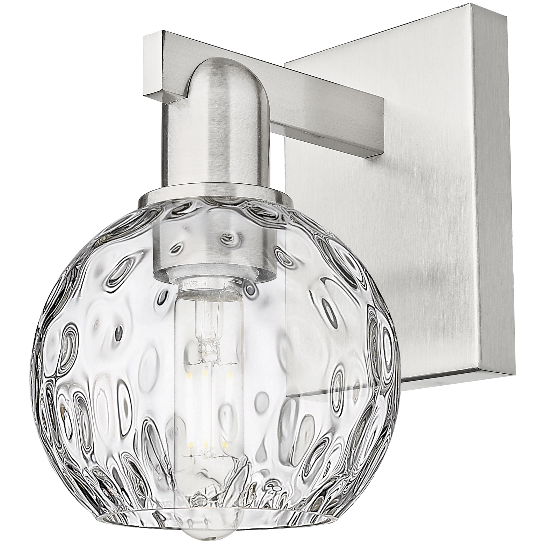 Arcadia Athens Water Glass Armed Sconce Wall Light in Brushed Satin Nickel