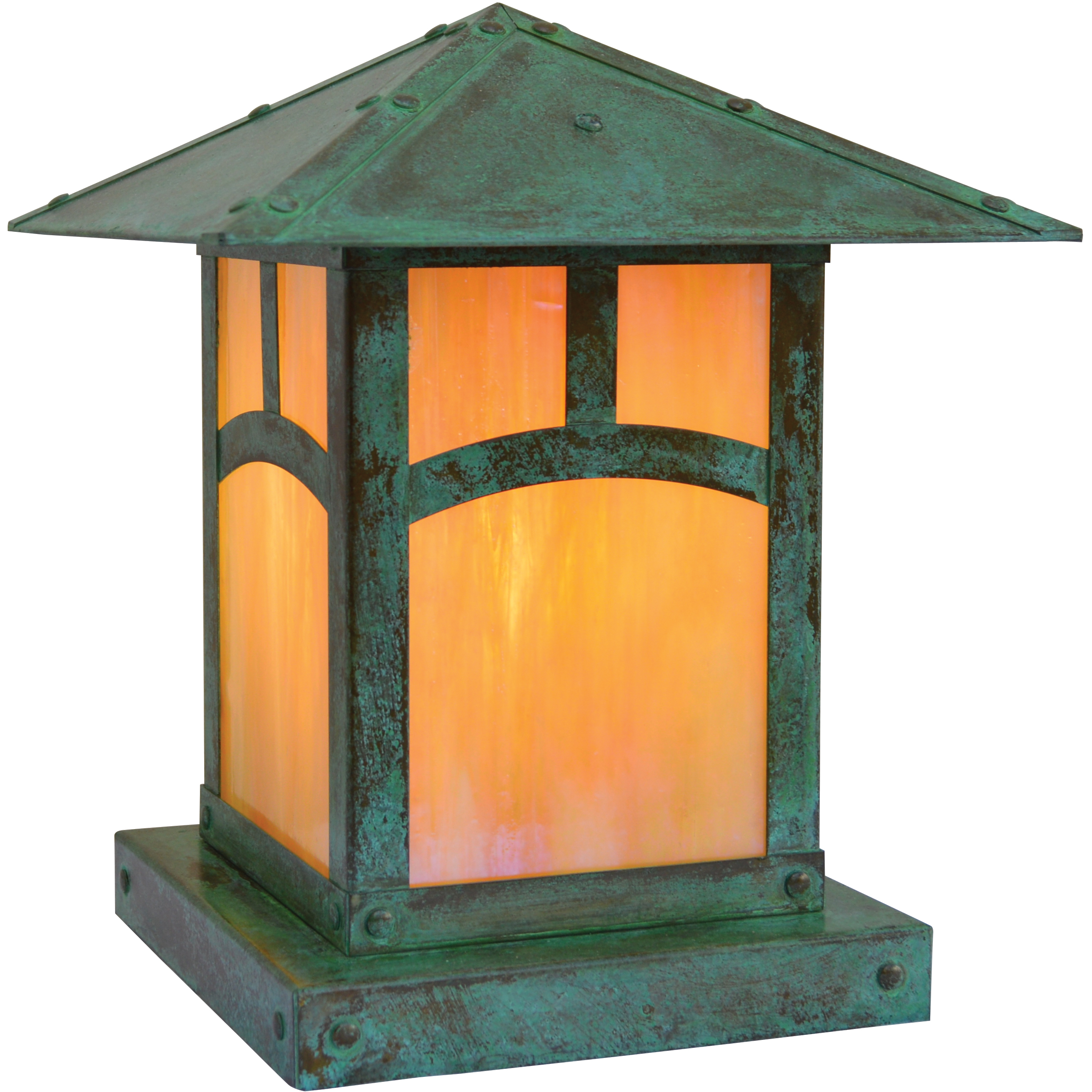 Evergreen 1 Light 10.75 inch Verdigris Patina Column Mount in White Opalescent, T-Bar Overlay