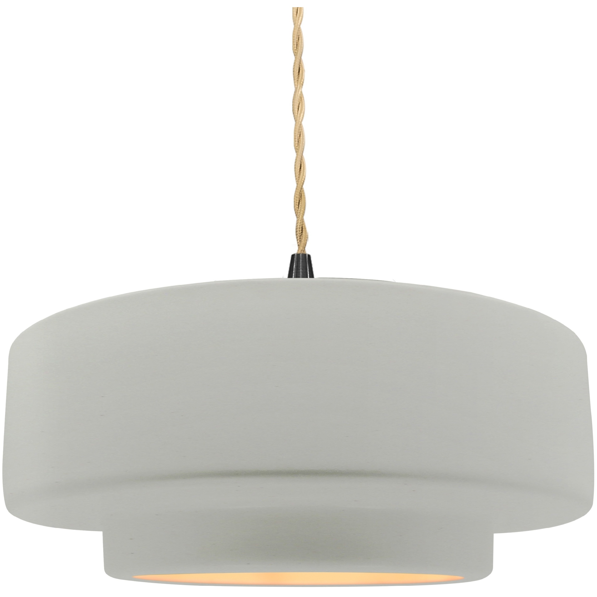 Radiance Collection - Tier Pendant Ceiling Light in Matte Black, Replaceable Bulb, Beige Twist Cord, Matte White/Champagne Gold, 14.5W x 5.25H, Form+Finish+Function