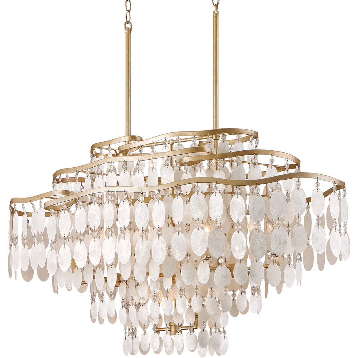 Dolce 12 Light 42 inch Champagne Leaf Linear Pendant Ceiling Light